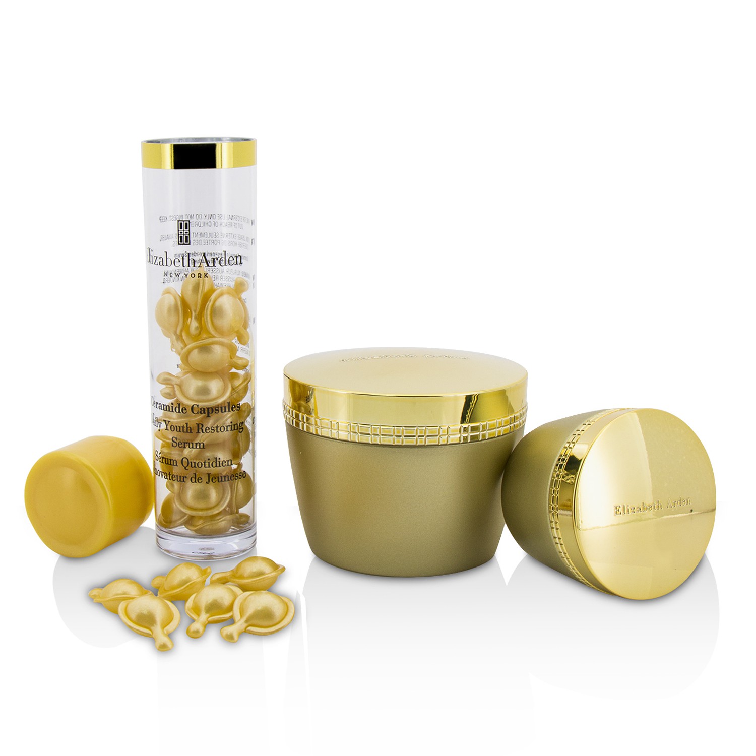 Elizabeth Arden Travel Set: Ceramide Capsules Serum 30caps + Ceramide Activation Cream SPF 30 50ml + Ceramide Regeneration Eye Cream 15ml 3pcs