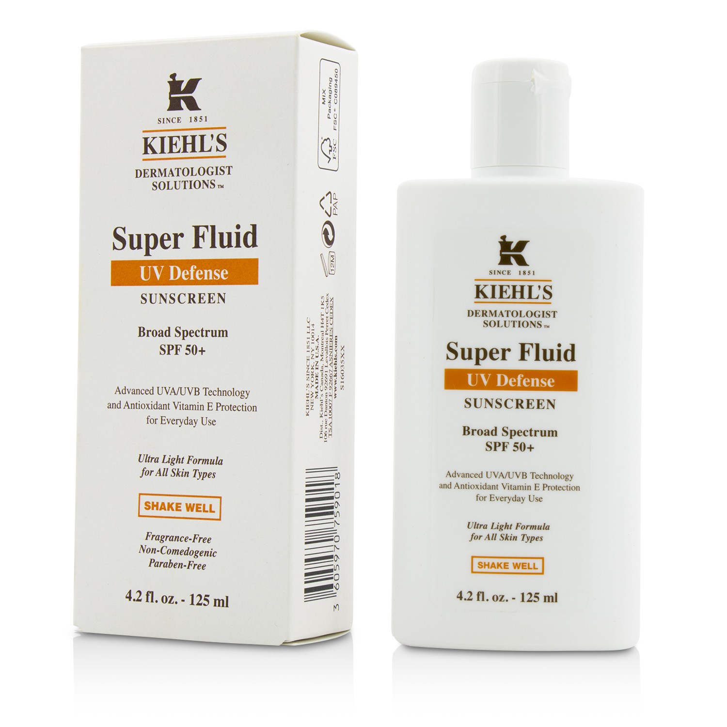 Kiehl's Dermatologist Solutions Super Fluid UV Defense Легкое Солнцезащитное Средство SPF 50+ - для Всех Типов Кожи 125ml/4.2oz