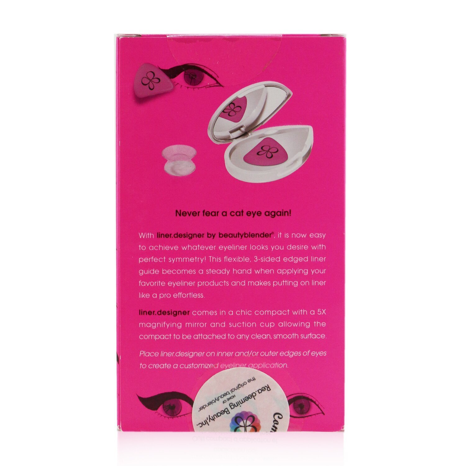 BeautyBlender Liner Designer (1x Eyeliner Application Tool, 1x Magnifying Mirror Compact, 1x Suction Cup) 3pcs