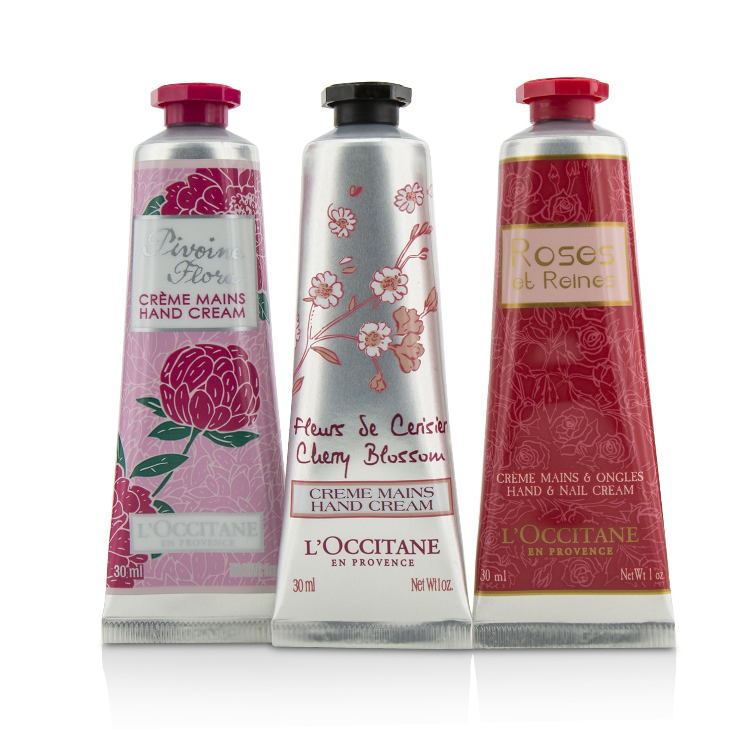 L'Occitane Floral Hand Cream Trio: Cherry Blossom + Roses Et Reines + Pivoine Flora Hand Cream 3pcs