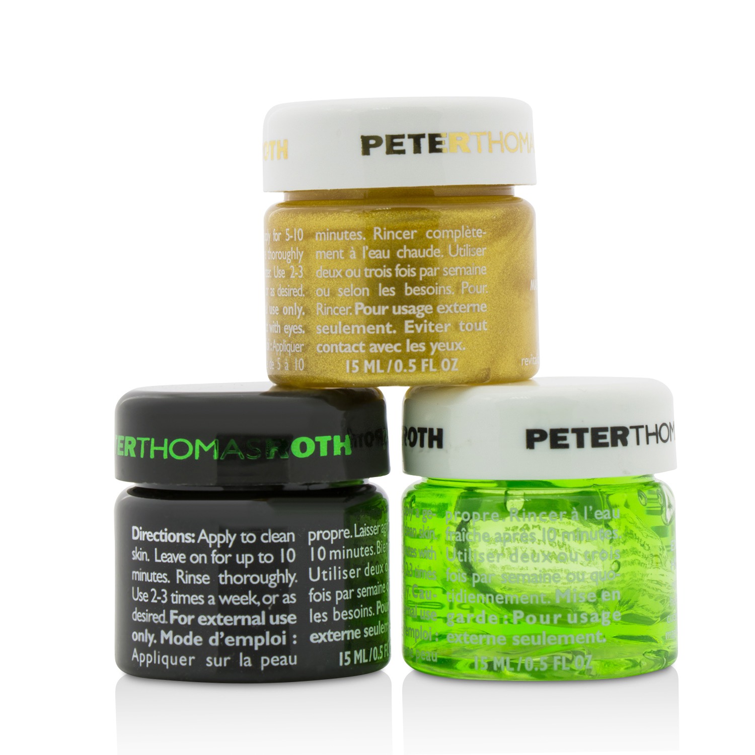 Peter Thomas Roth Just Mask It Kit: Irish Moor Mud Purifying Black Mask 15ml + 24K Gold Mask 15ml + Cucumber Gel Mask 15ml 3x15ml/0.5oz