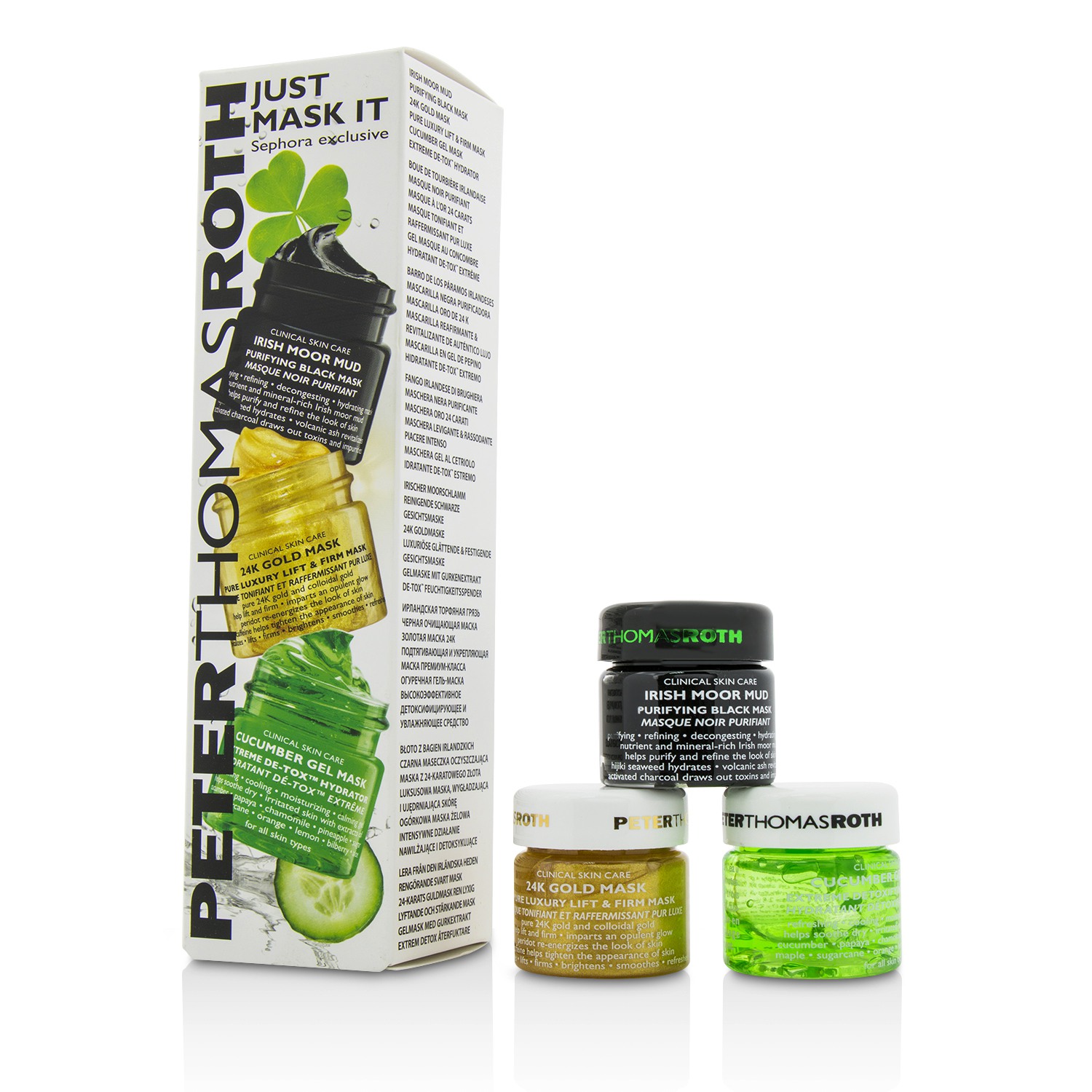 Peter Thomas Roth Just Mask It Kit: Irish Moor Mud Purifying Black Mask 15ml + 24K Gold Mask 15ml + Cucumber Gel Mask 15ml 3x15ml/0.5oz