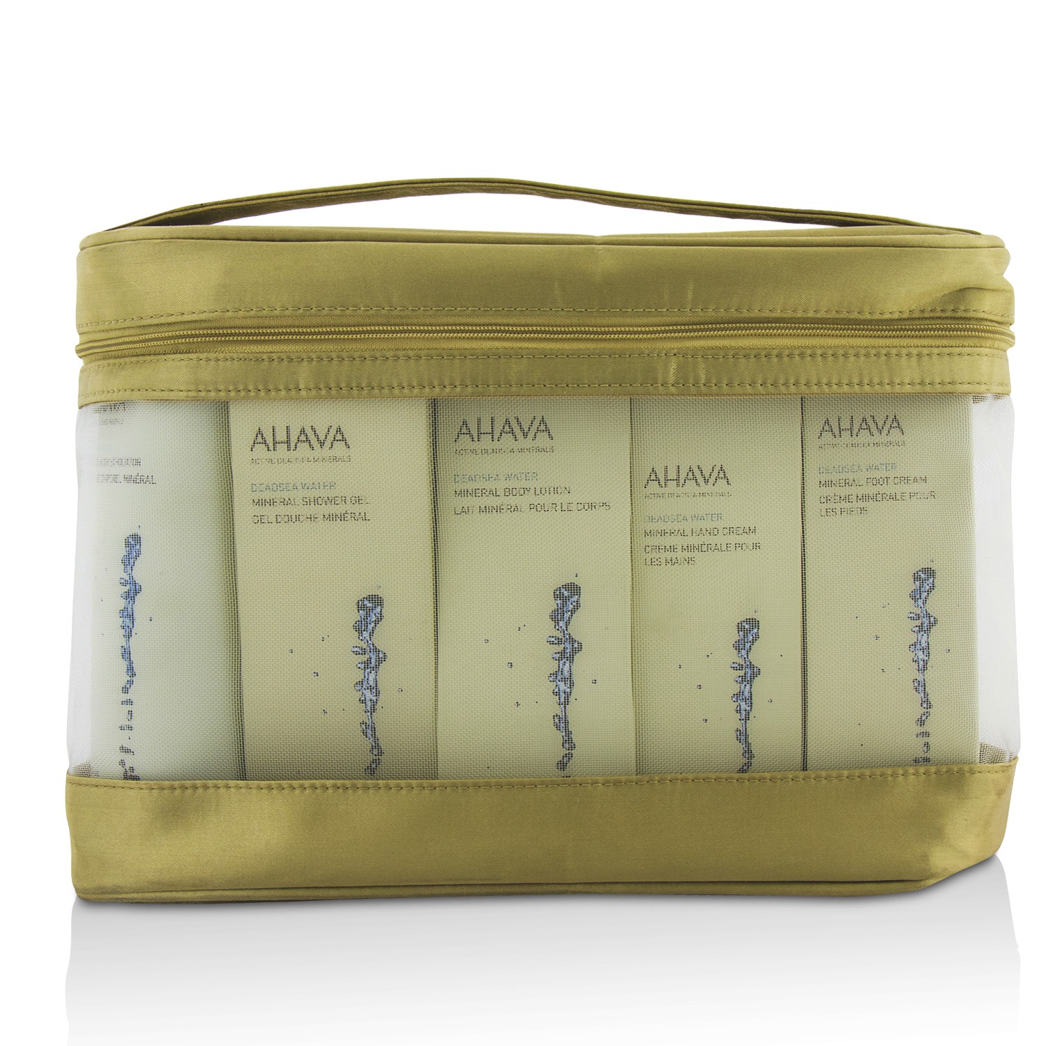 Ahava Deadsea Water Mineral Body Kit: Shower Gel + Body Exfoliator + Body Lotion + Hand Cream + Foot Cream + Gold Bag 5pcs+1bag