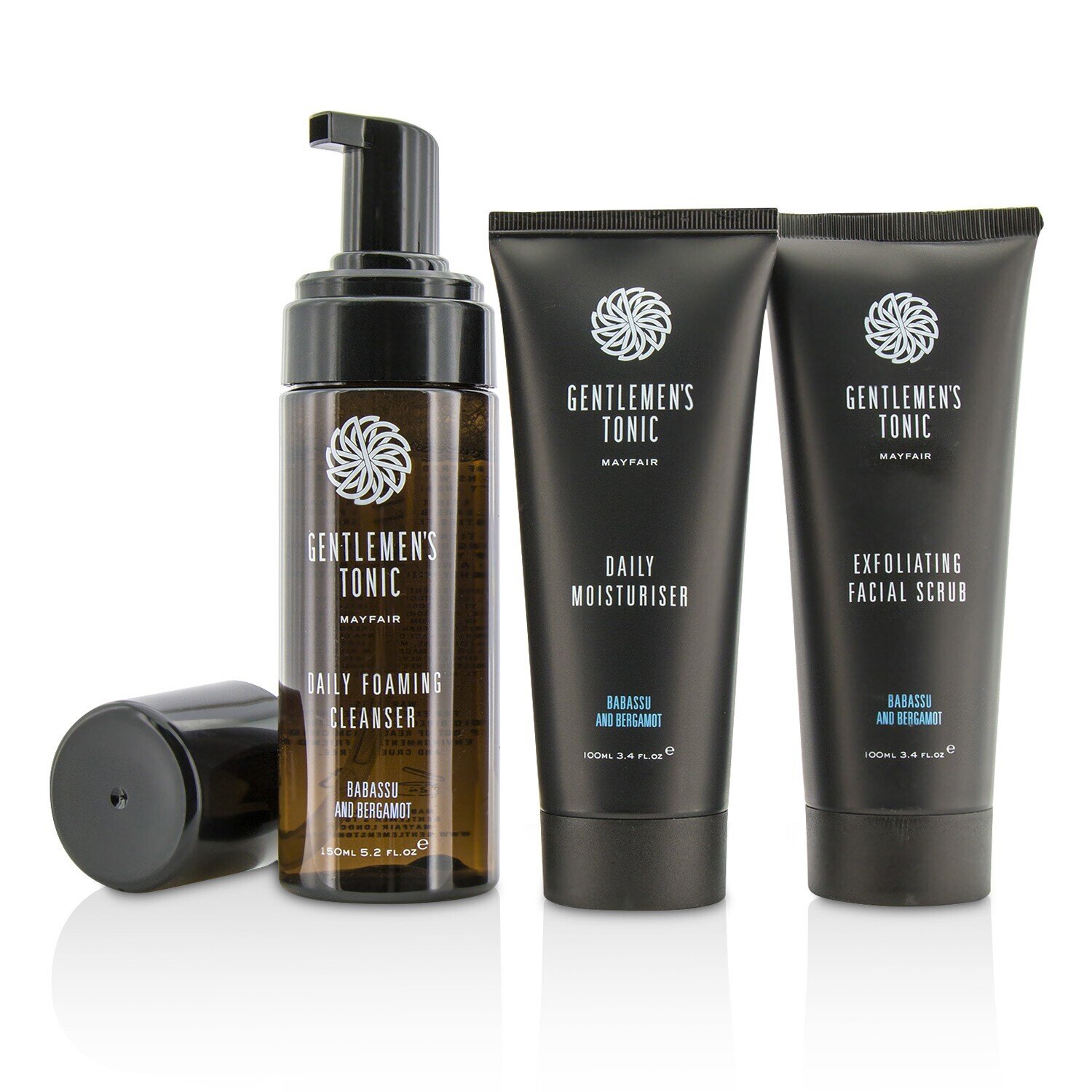 Gentlemen's Tonic Face Gift Set: Exfoliating Facial Scrub 100ml + Daily Foaming Cleanser 150ml + Daily Moisturiser 100ml 3pcs