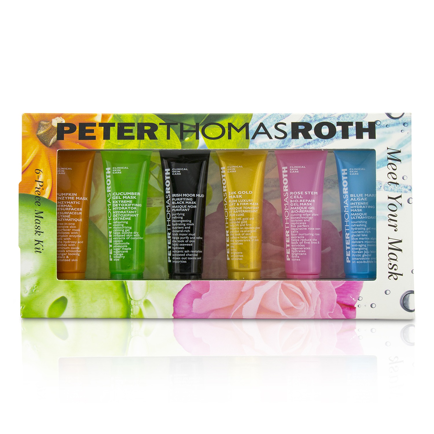 Peter Thomas Roth 彼得羅夫 Meet Your Mask Kit: Blue Marine Algar Intense Dydrating Mask + Rose Stem Cell Bio-Repair Gel Mask + 24K Gold Mask + Irish Moor Mud Purifying Black Mask + Cucumber Gel Mask + Pumpkin Enzyme Mask 6pcs