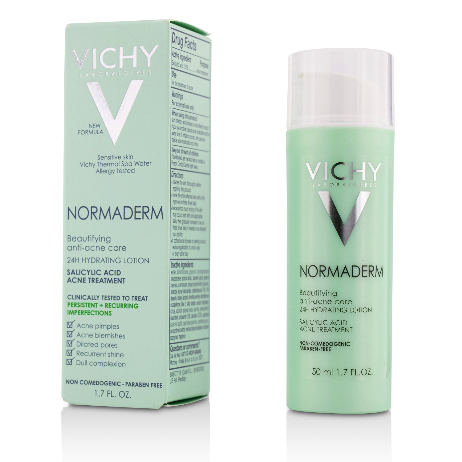 Vichy Normaderm Beautifying Anti-Acne Care - 24H Hydrating Lotion Salicylic Acid Acne Treatment 50ml/1.7oz