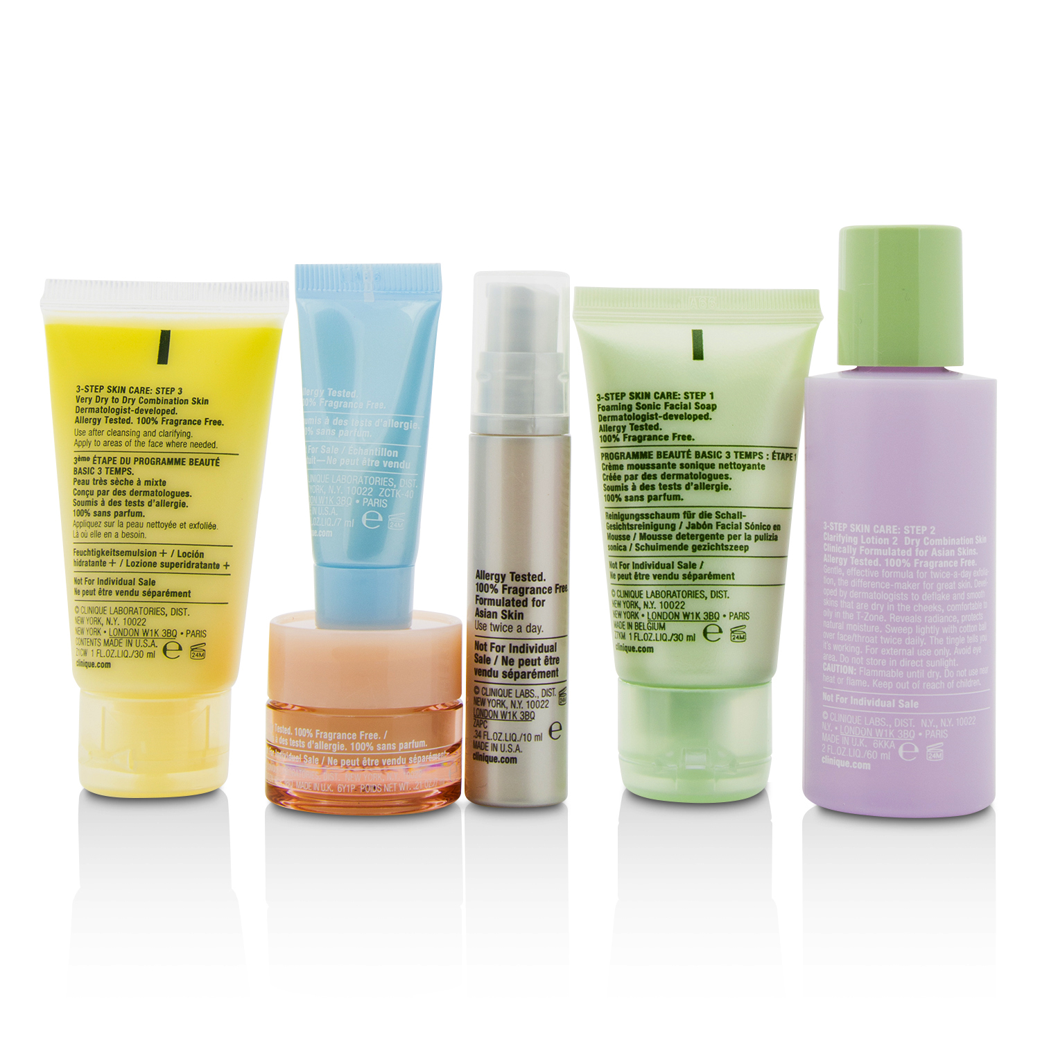 Clinique Set de Viaje: Jabón Facial 30ml+Loción 2 60ml+DDML 30ml+Suero Inteligente 10ml+Turnaround Suero 7ml+Todo Acerca de Ojos 7ml+Bolsa 6pcs+1bag