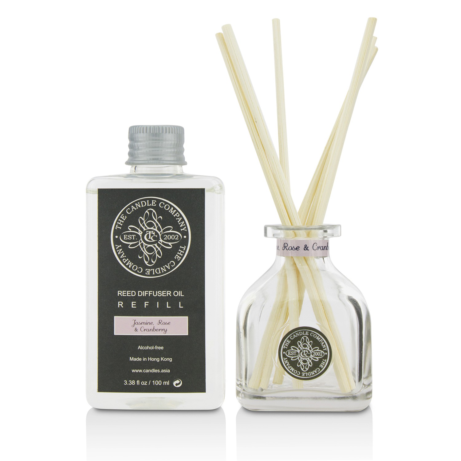 蜡烛世家  The Candle Company Reed Diffuser with Essential Oils - Jasmine, Rose & Cranberry 100ml/3.38oz