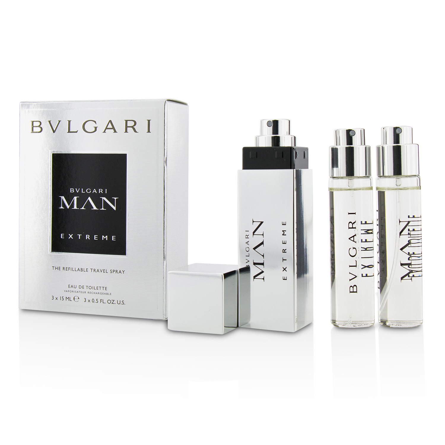 Bvlgari Man Extreme The Refillable Eau De Toilette Travel Spray 3x15ml/0.5oz