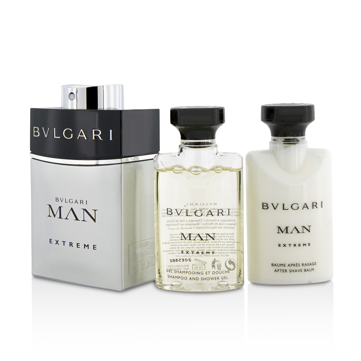 Bvlgari Man Extreme Набор: Туалетная Вода Спрей 60мл/2унц + Бальзам после Бритья 40мл/1.35унц + Гель для Душа 40мл/1.35унц 3pcs