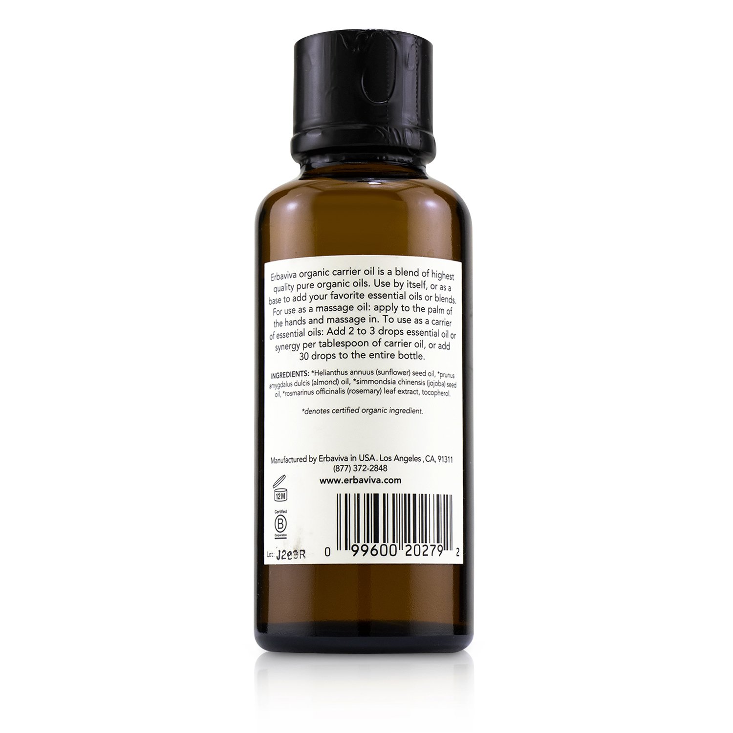 Erbaviva Aceite Cargador Orgánico 125ml/4oz