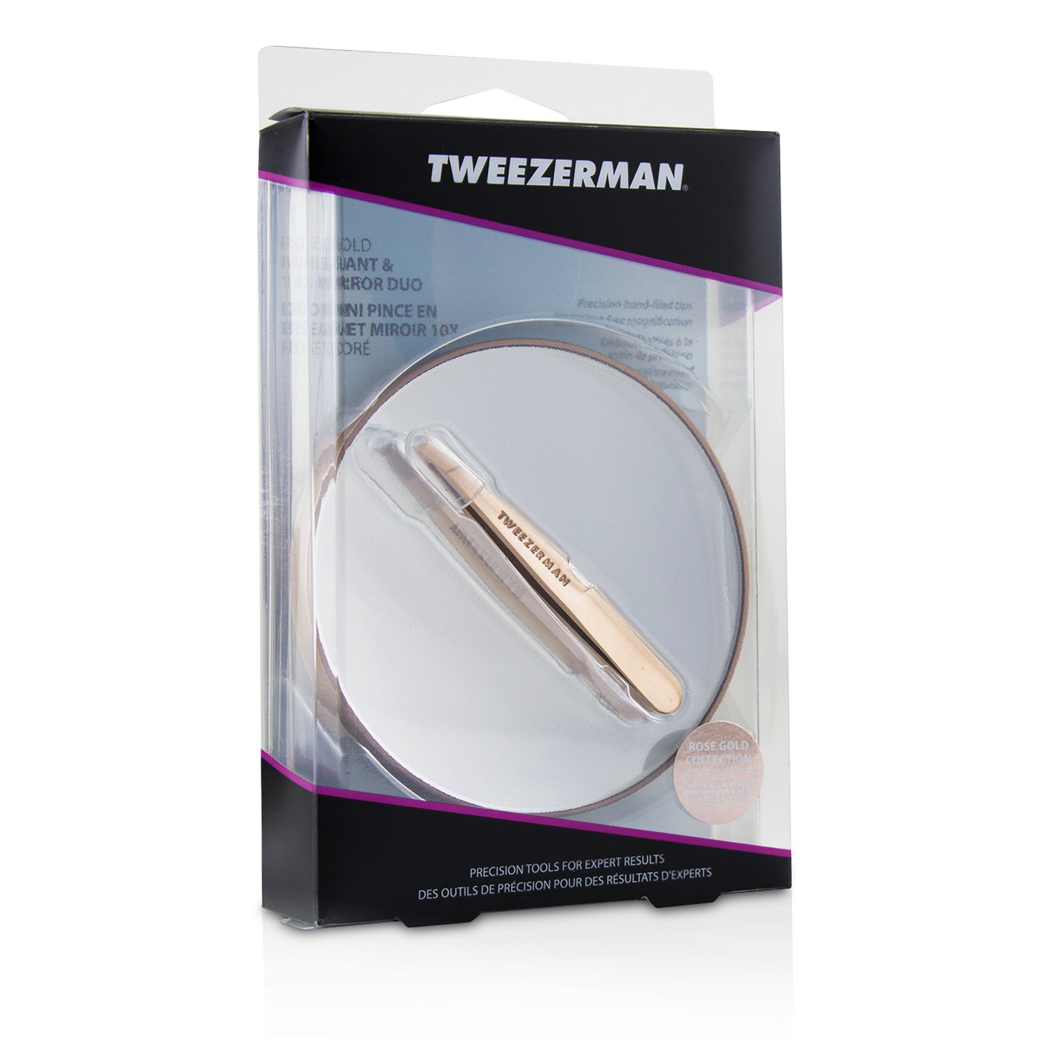 Tweezerman Rose Gold Mini Slant Tweezer And 10X Mirror Picture Color