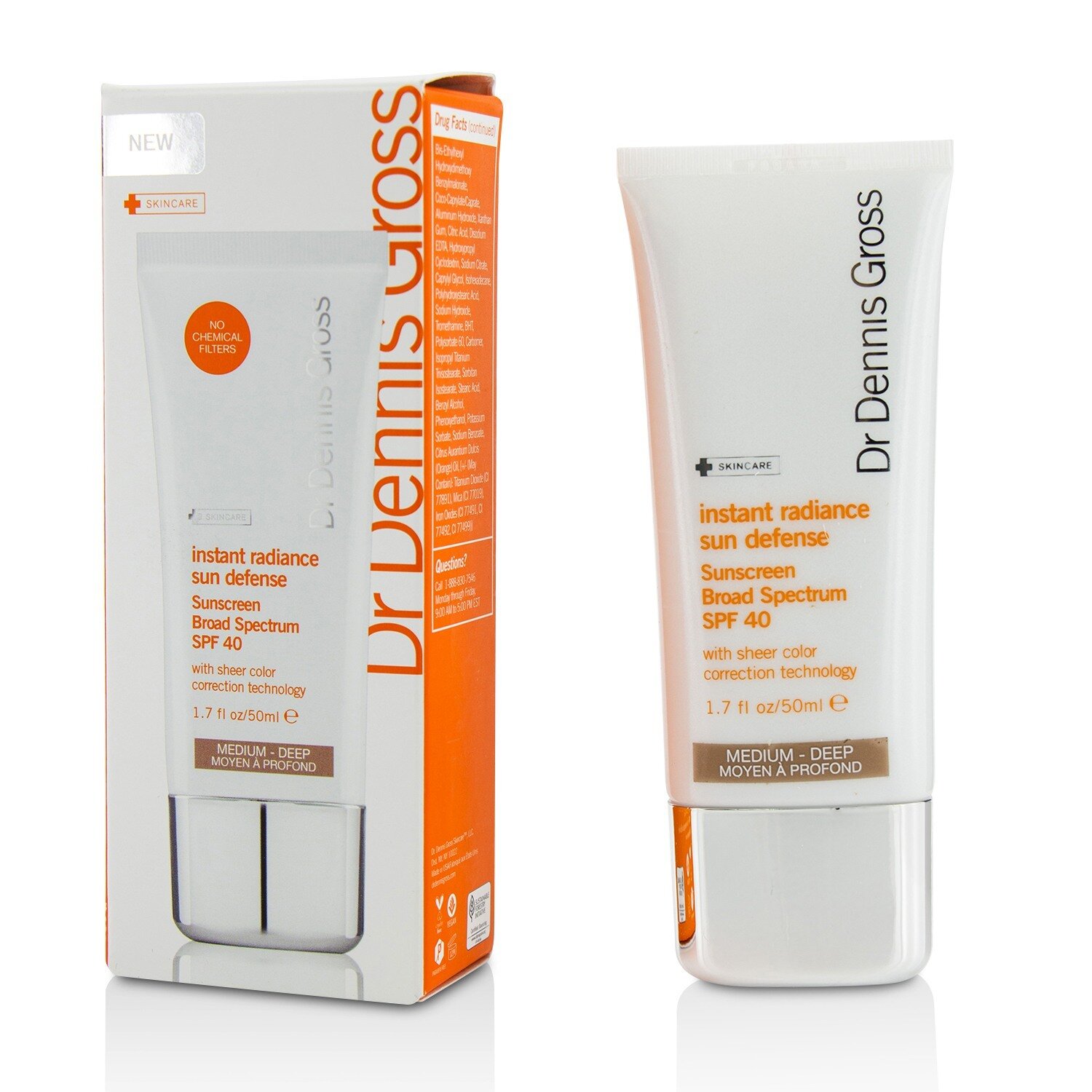 Dr Dennis Gross Instant Radiance Sun Defense Sunscreen Broad Spectrum SPF 40- Medium - Deep 50ml/1.7oz