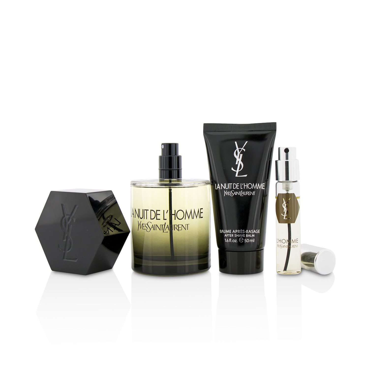 Yves Saint Laurent La Nuit De L'Homme Coffret: Eau De Toilette Spray 100ml/3.3oz + Eau De Toilette Spray 10ml/0.3oz + After Shave Balm 50ml/1.6oz 3pcs