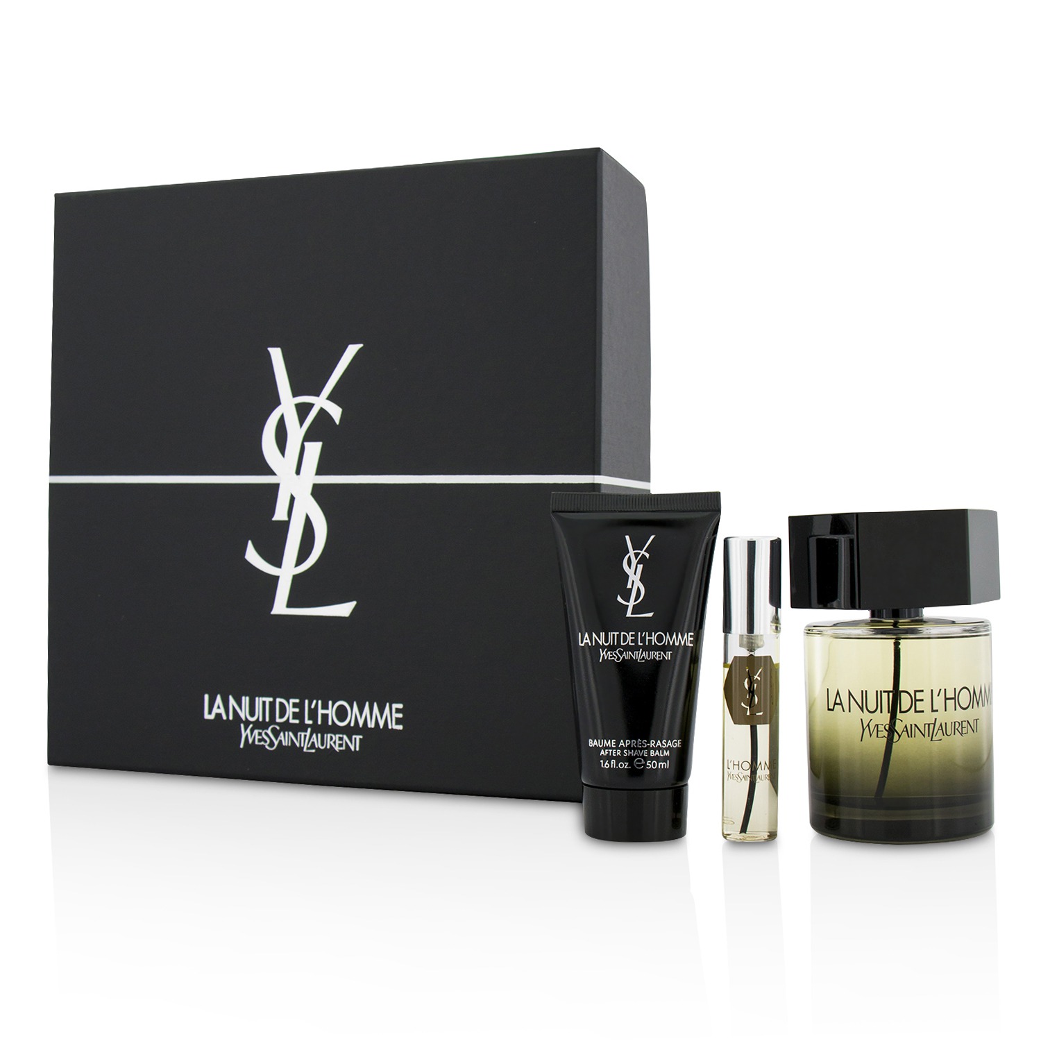 Yves Saint Laurent La Nuit De L'Homme Coffret: Eau De Toilette Spray 100ml/3.3oz + Eau De Toilette Spray 10ml/0.3oz + After Shave Balm 50ml/1.6oz 3pcs