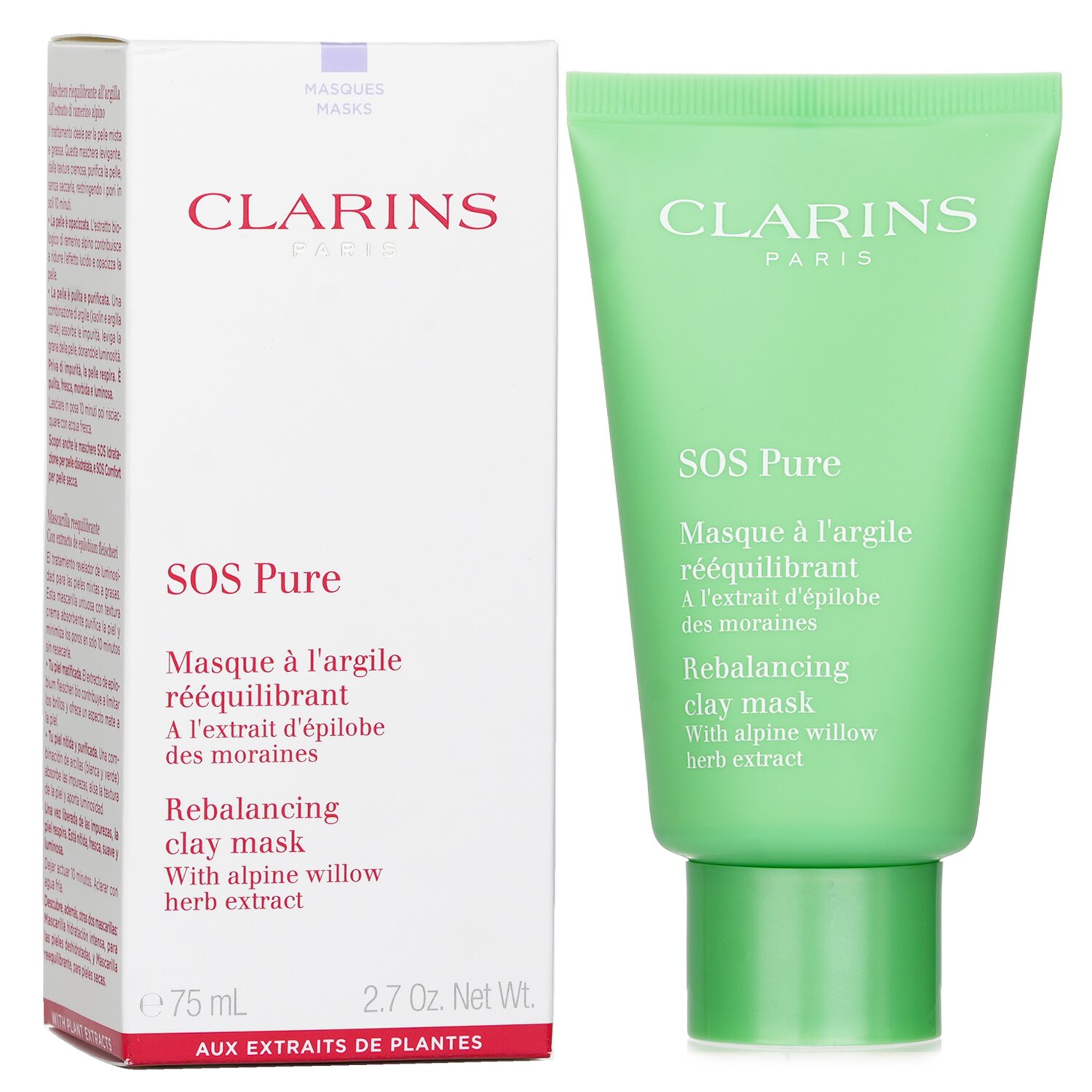 Clarins SOS Pure Rebalancing Clay Mask with Alpine Willow - Համակցված մինչև յուղոտ մաշկ 75ml/2.3oz