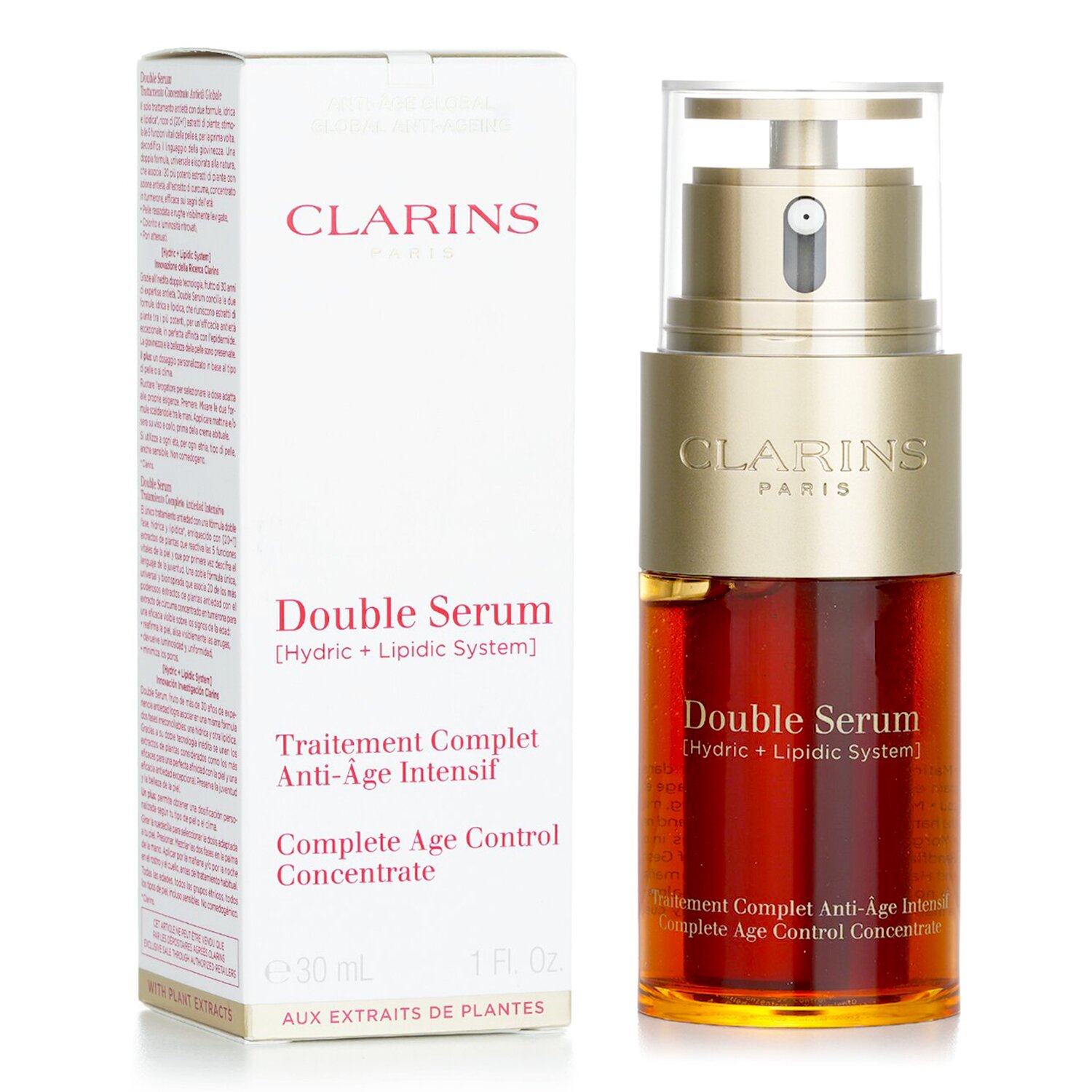 Clarins Double Serum (Hydric + Lipidic System) Complete Age Control Concentrate סרום מרוכז 30ml/1oz