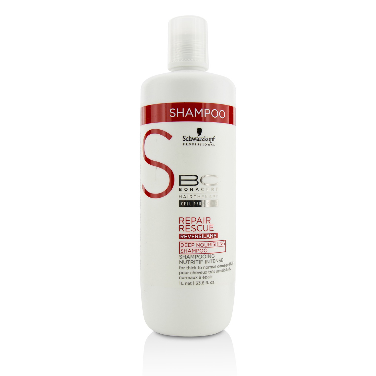 Schwarzkopf BC Repair Rescue Reversilane Champú Nutrición Profunda (Para Cabello Dañado, Grueso a Normal) 1000ml/33.8oz