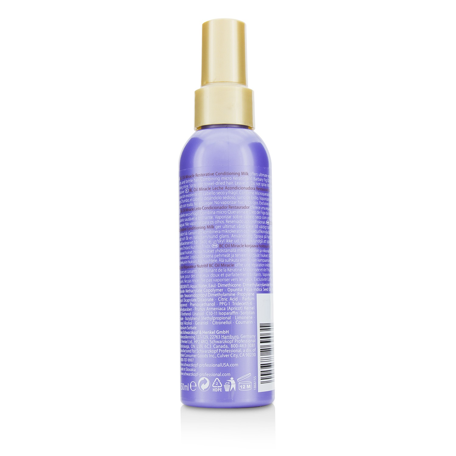 Schwarzkopf BC Bonacure Oil Miracle Barbary Fig Oil & Keratin Leche Acondicionante Restauradora (Para Cabello Muy Seco y Dañado) 150ml/5.1oz