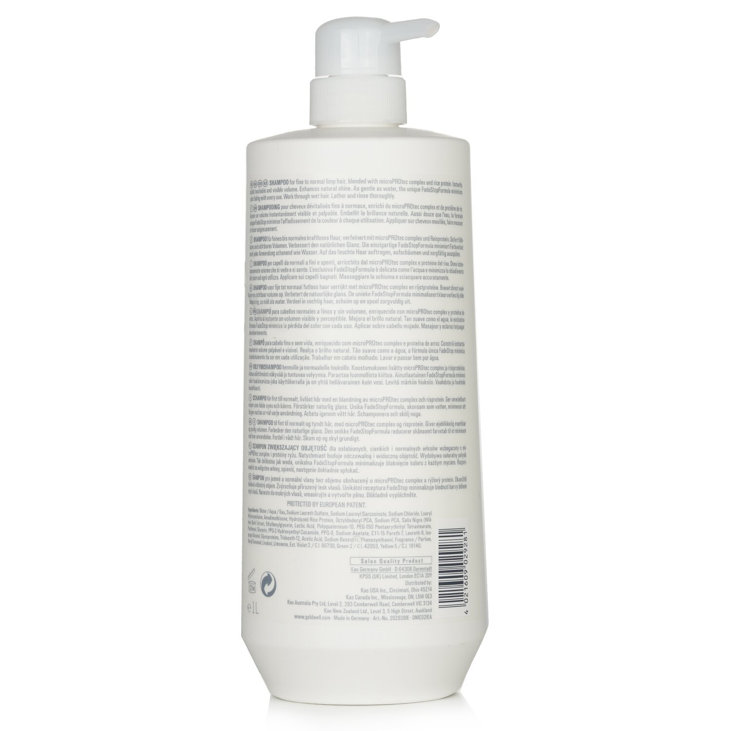 골드웰 Goldwell 듀얼 센스 울트라 볼륨 바디파잉 샴푸 (가는 모발 볼륨 강화) 1000ml/33.8oz