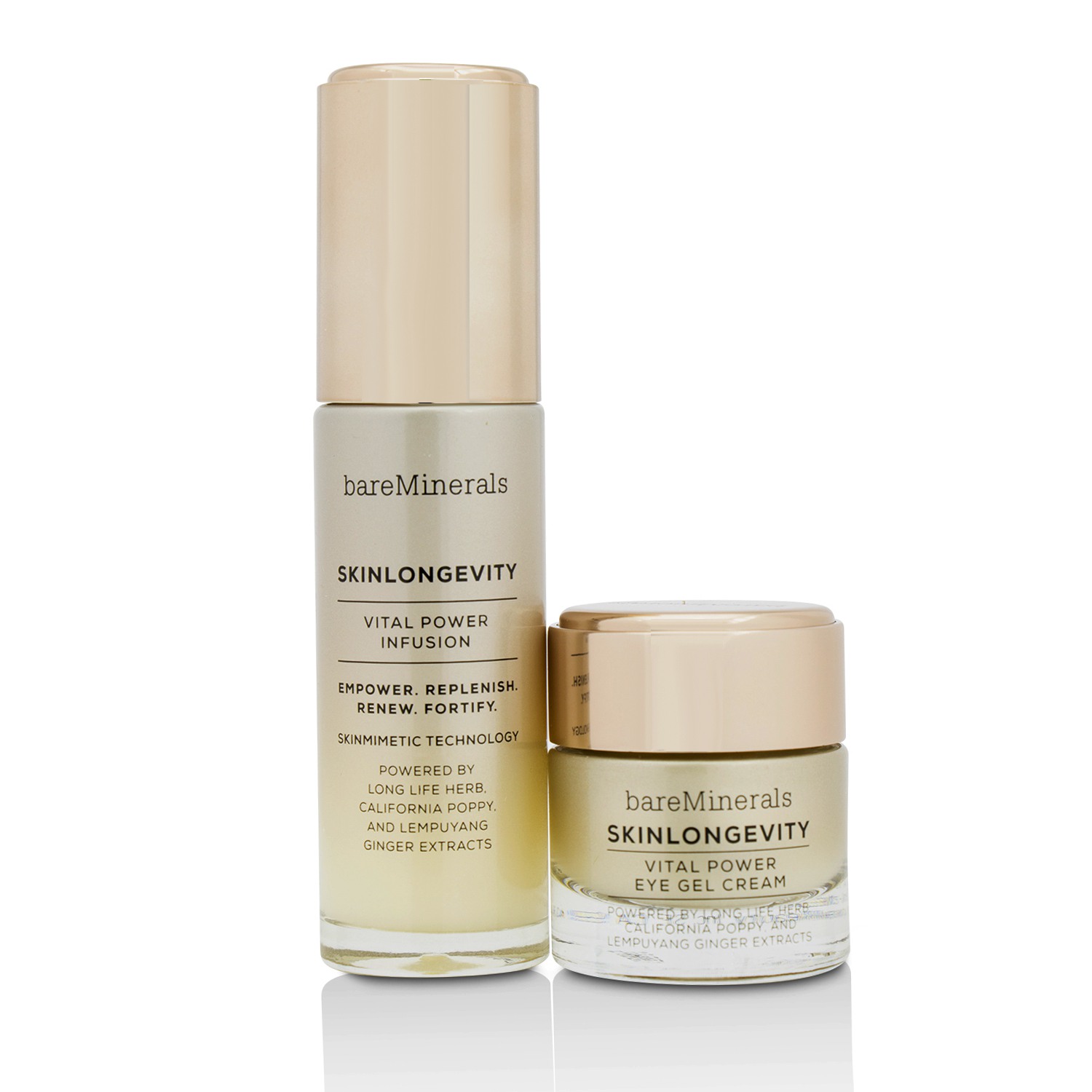 BareMinerals Skinlongevity Vital Power Infusion & Eye Gel Cream Duo Set: Vital Power Infusion 30ml + Vital Power Eye Gel Cream 15g 2pcs