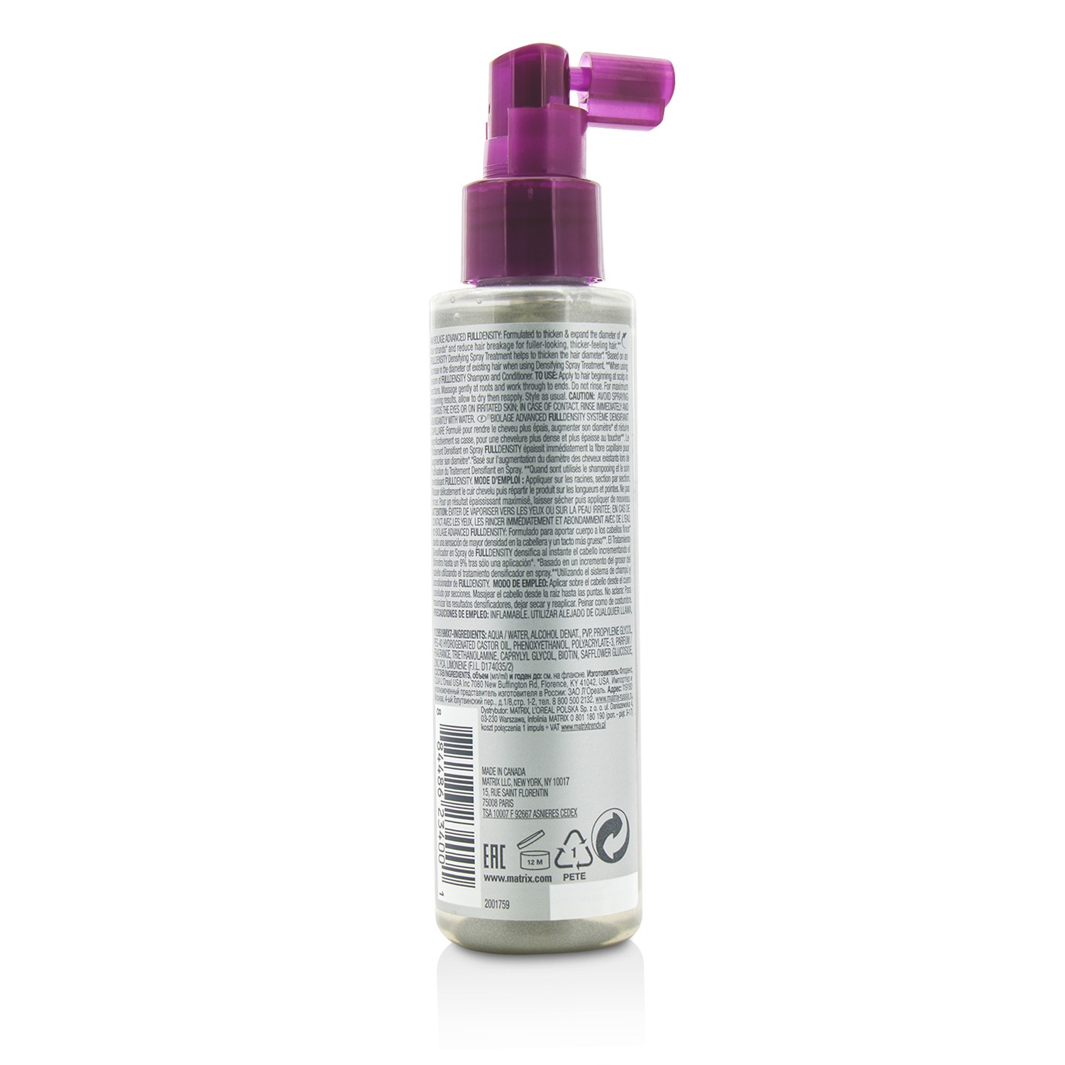 Matrix Biolage Advanced FullDensity Thickening Hair System Densifying Spray Treatment 125ml/4.2oz