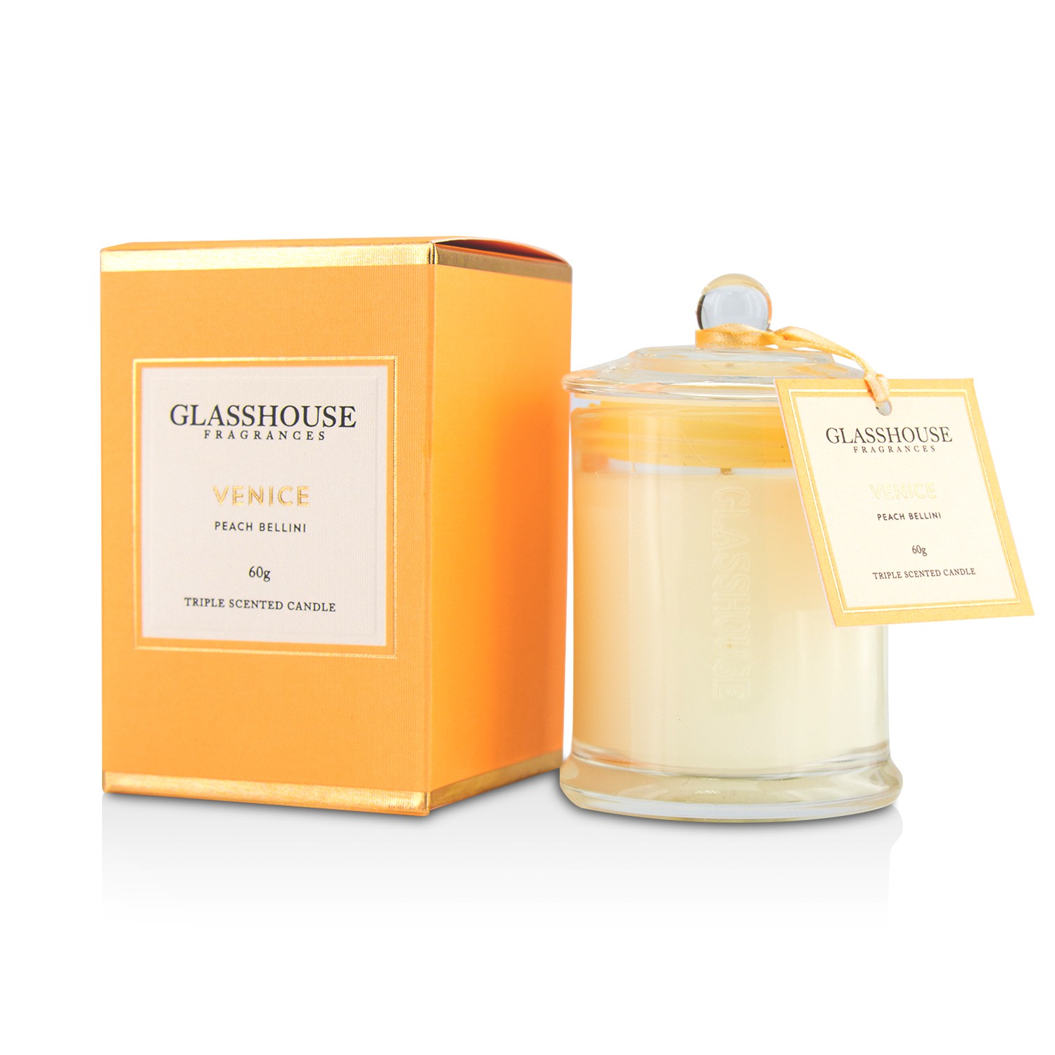 Glasshouse شمع ثلاثي معطر - Venice (Peach Bellini) 60g