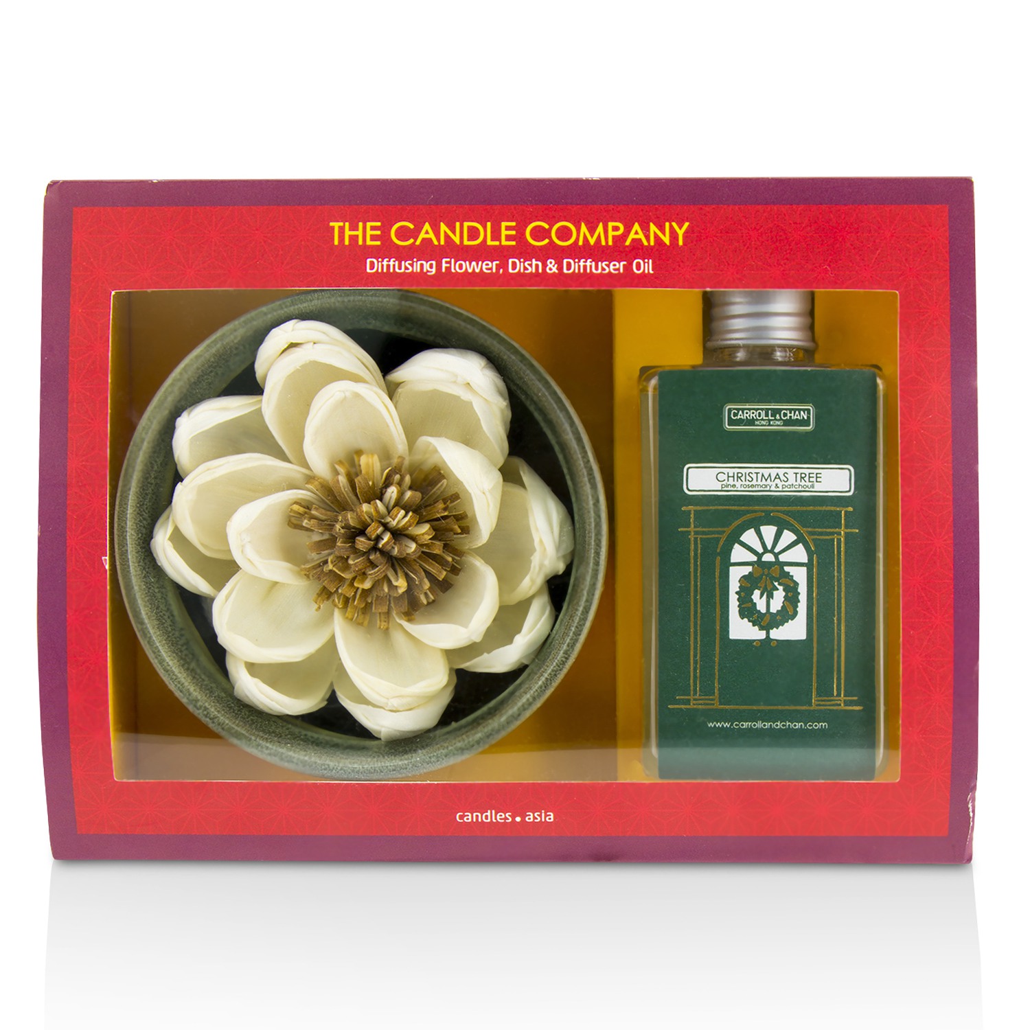 The Candle Company Christmas Tree Diffuser Flower Coffret: Diffusing Flower + Dish + Diffuser Oil 100ml 3pcs