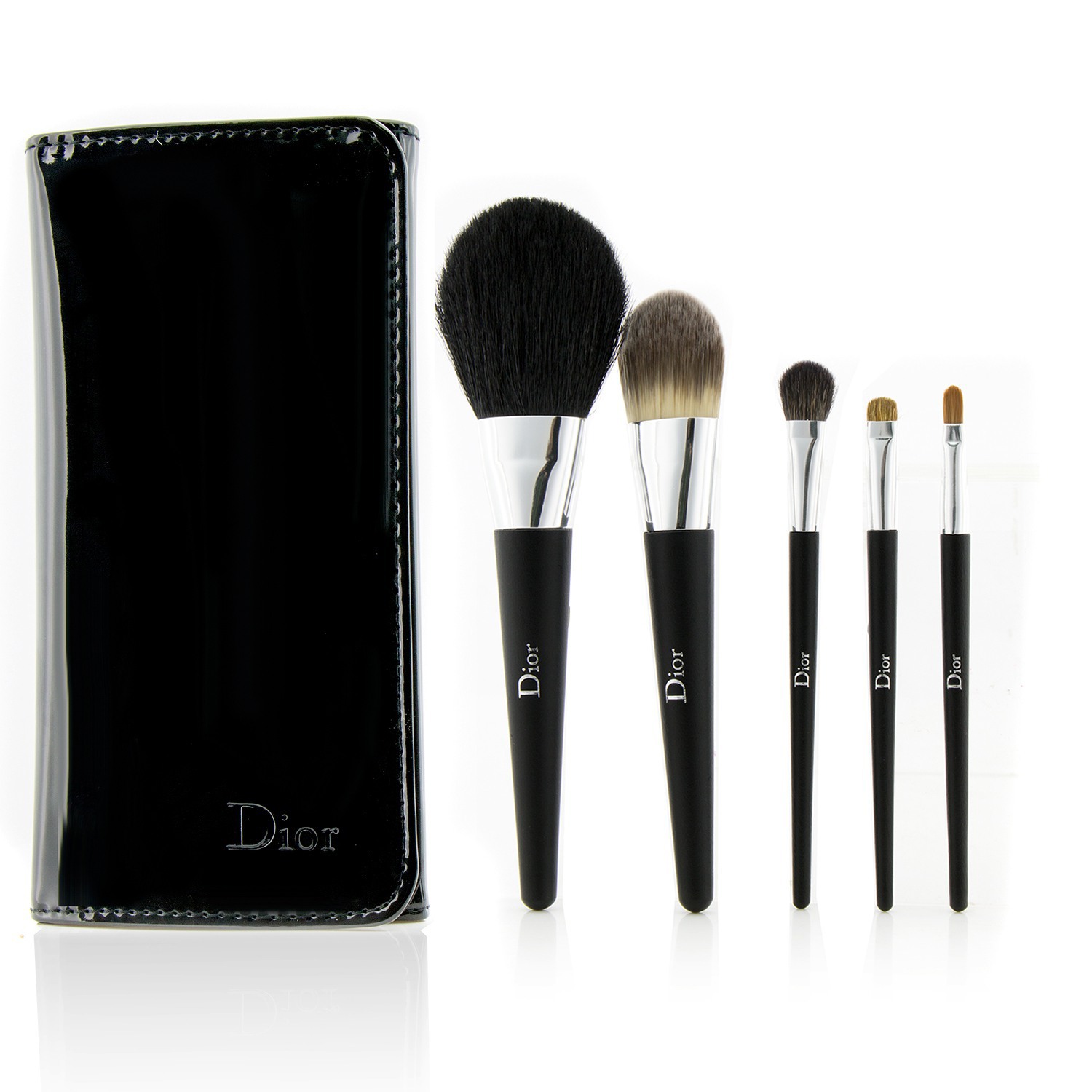 Christian Dior Backstage Brushes Professional Finish Travel Brush Set Edition Voyage (Powder, Fluid Foundation, Eyeshadow, Eyeliner, Lip) 5pcs+1bag