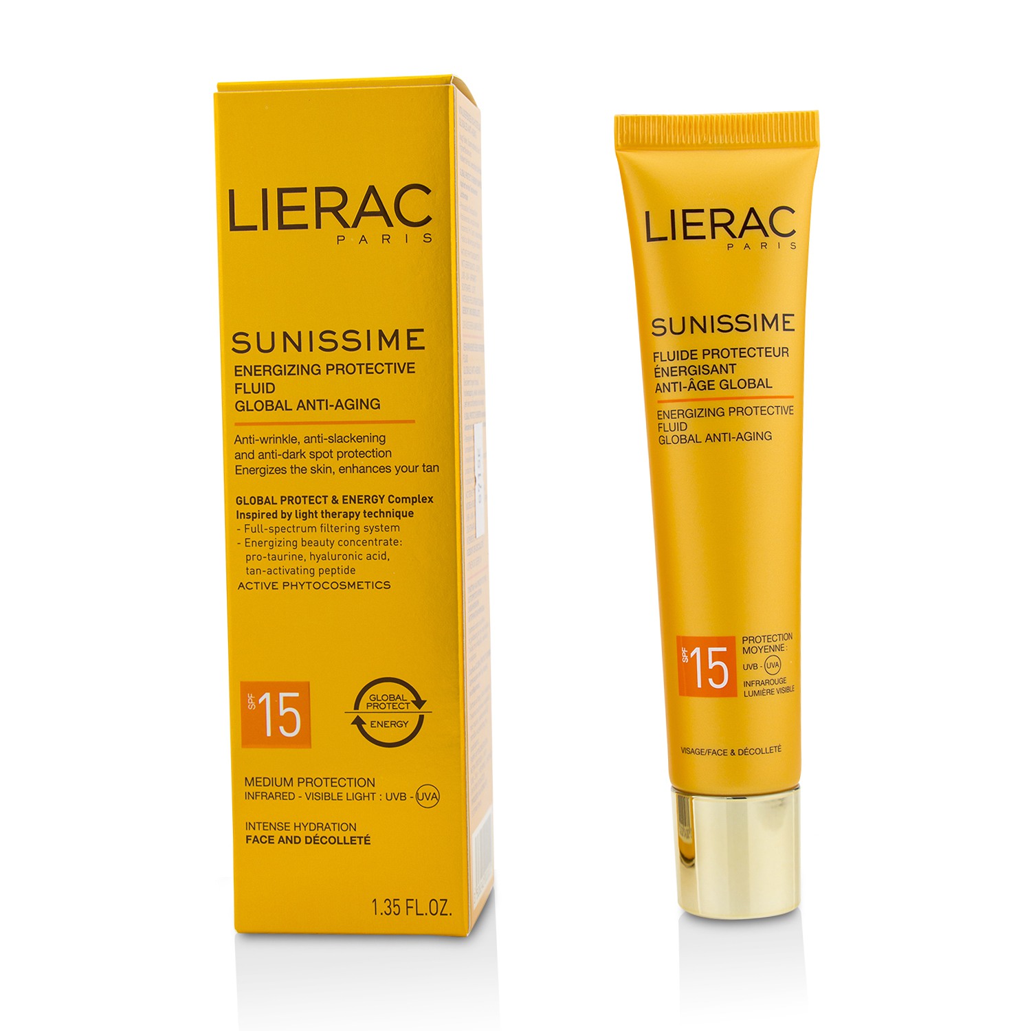 Lierac Sunissime Global Anti-Aging Energizing Protective Fluid SPF15 For Face & Decollete 40ml/1.35oz