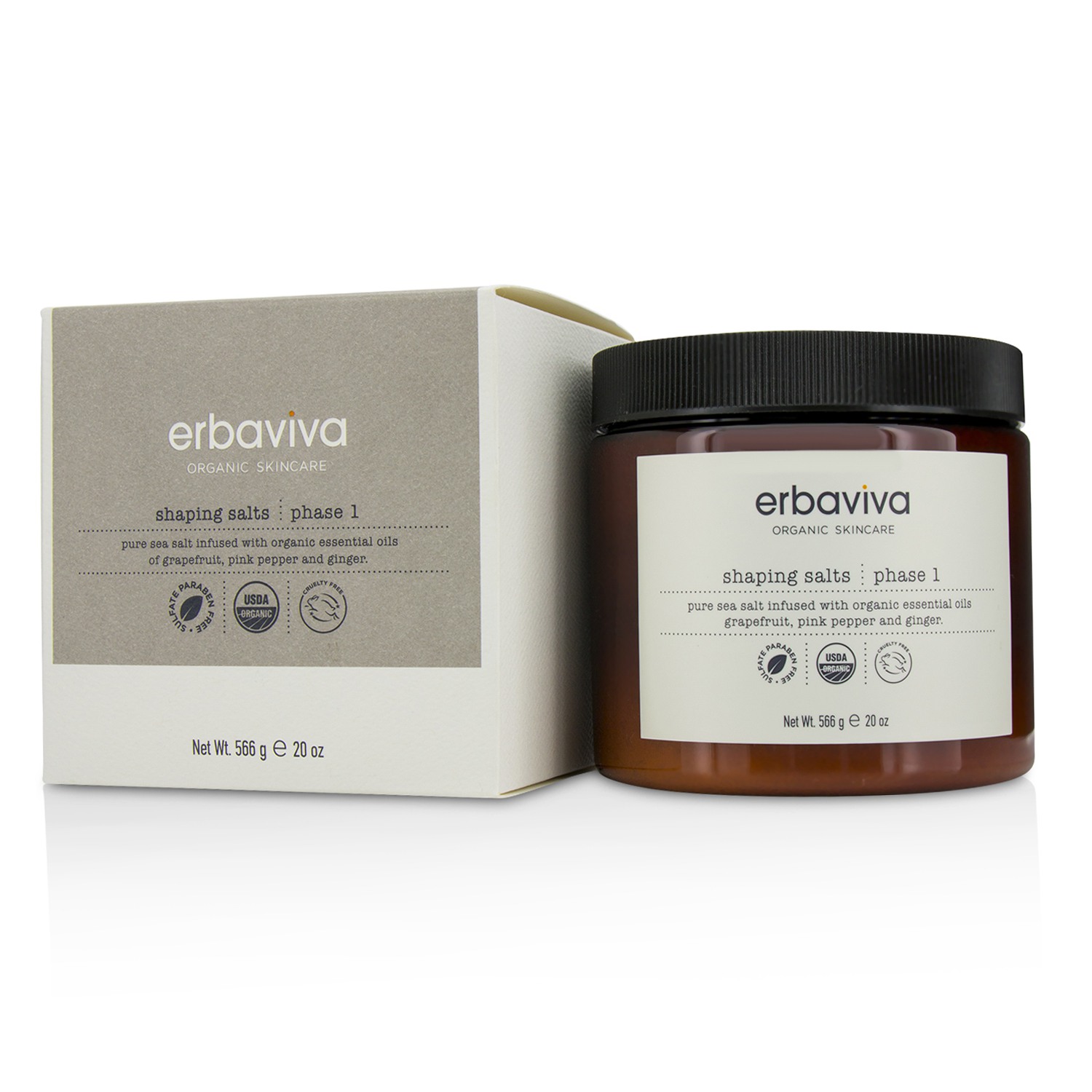 Erbaviva Shaping Salt : Phase 1 - Pure Sea Salt Infused With Organic Essential Oils Of Grapefruit, Pink Pepper & Ginger 566g/20oz