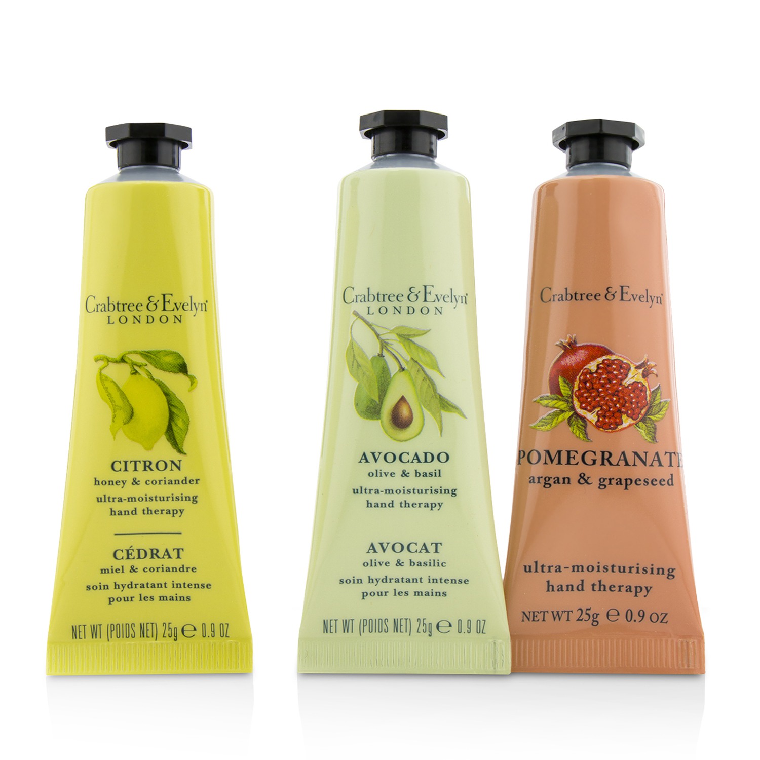 Crabtree & Evelyn Botanicals Hand Therapy Set (1x Citron, Honey & Coriander, 1x Pomegranate, Argan & Grapeseed, 1x Avocado, Olive & Basil) 3x25g/0.9oz