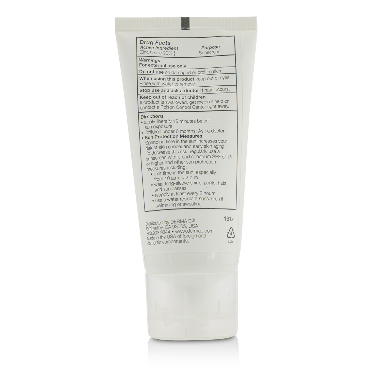 Derma E Natural Mineral Sunscreen Broad Spectrum SPF 30 - Face 56g/2oz