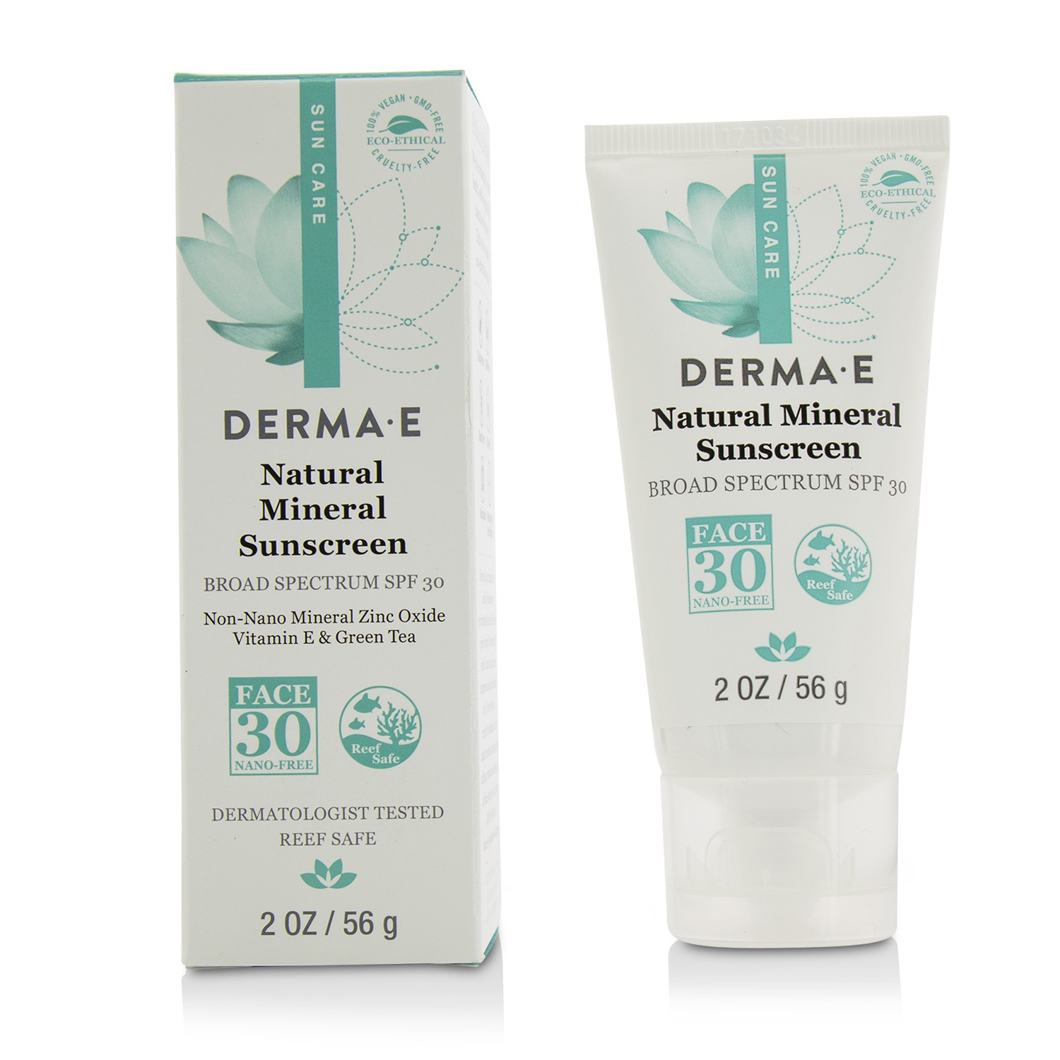 Derma E Natural Mineral Oil-Free Sunscreen Broad Spectrum SPF 30 - Face 56g/2oz