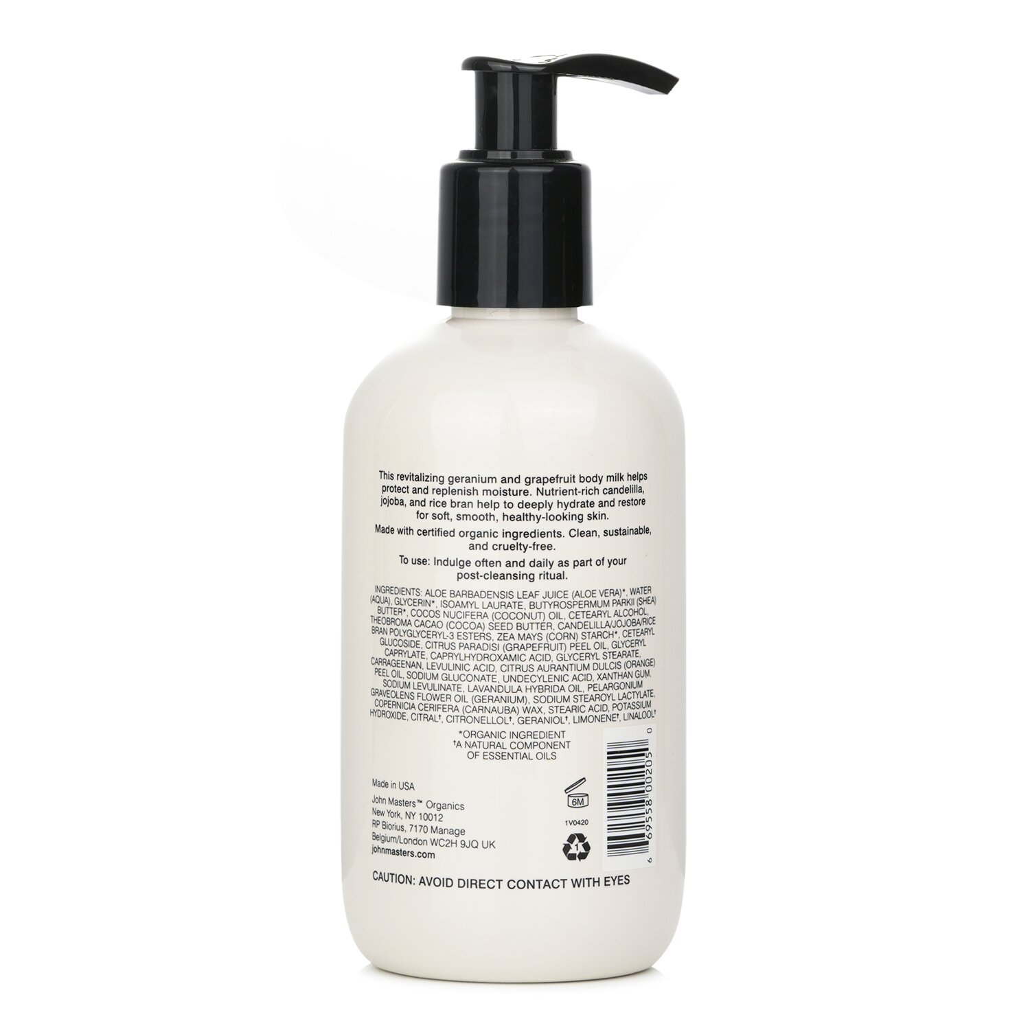 John Masters Organics Body Milk With Geranium & Grapefruit 236ml/8oz