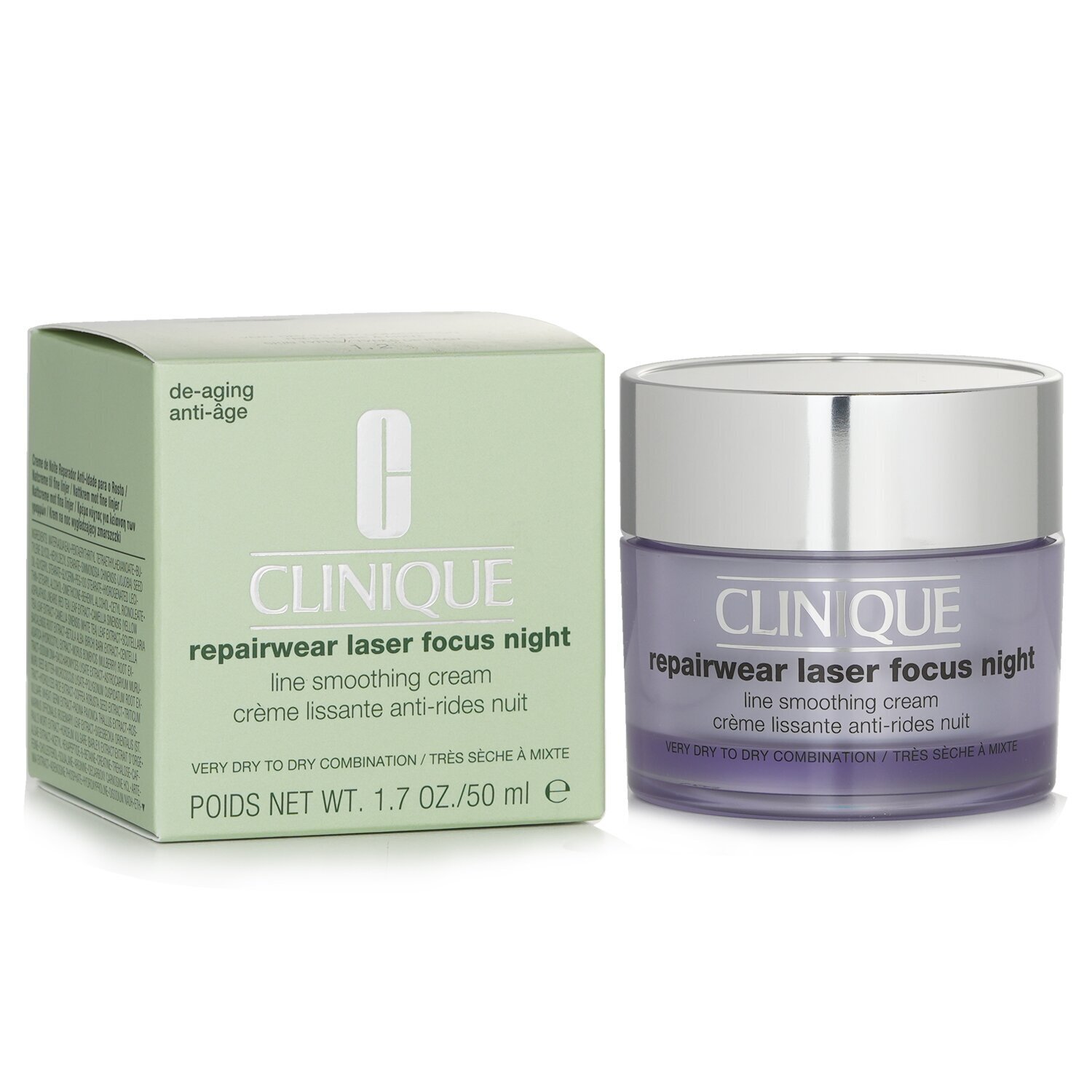 Clinique Repairwear Laser Focus Night Line Smoothing Cream - Very Dry To Dry Combination 50ml/1.7oz