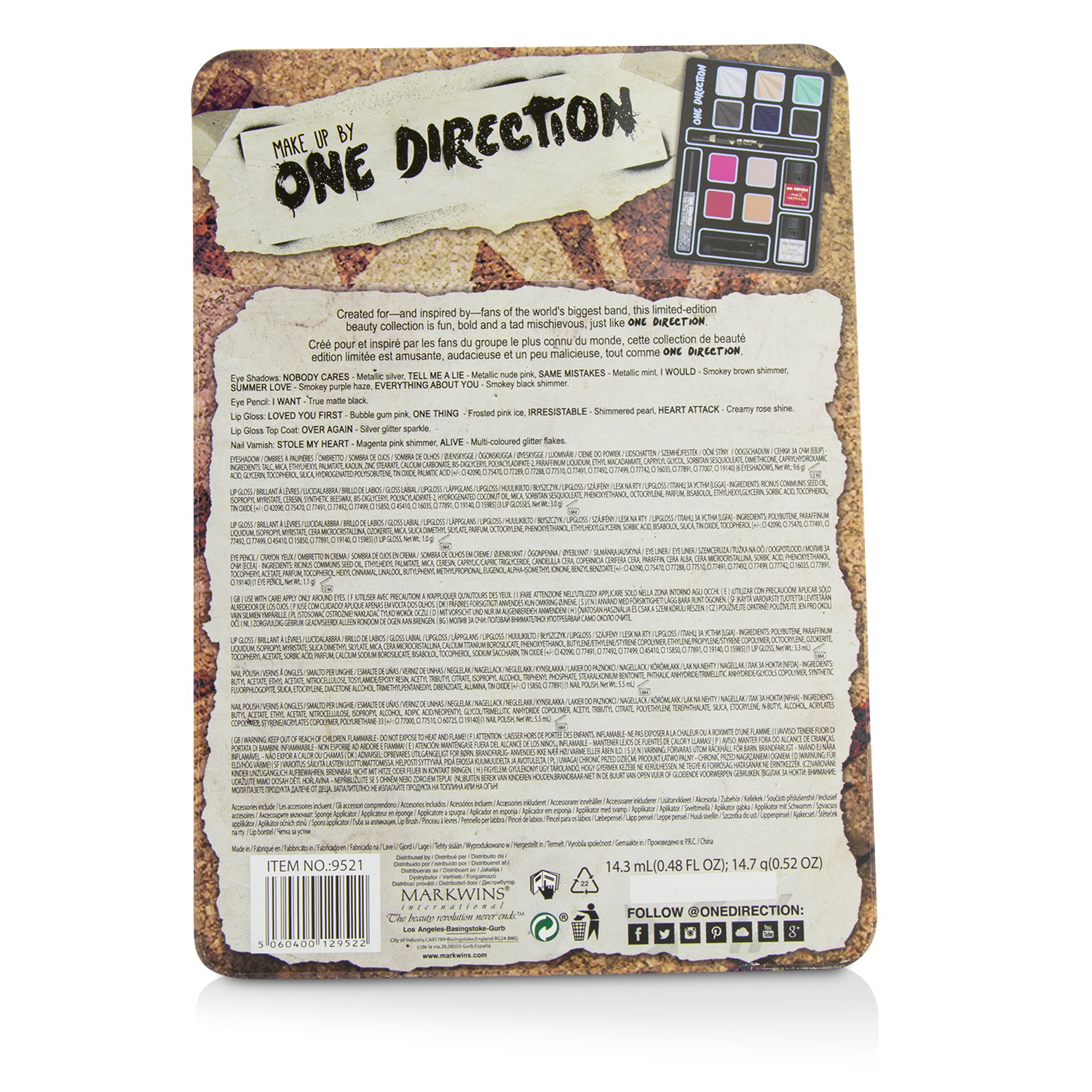 One Direction Make Up Palette Picture Color