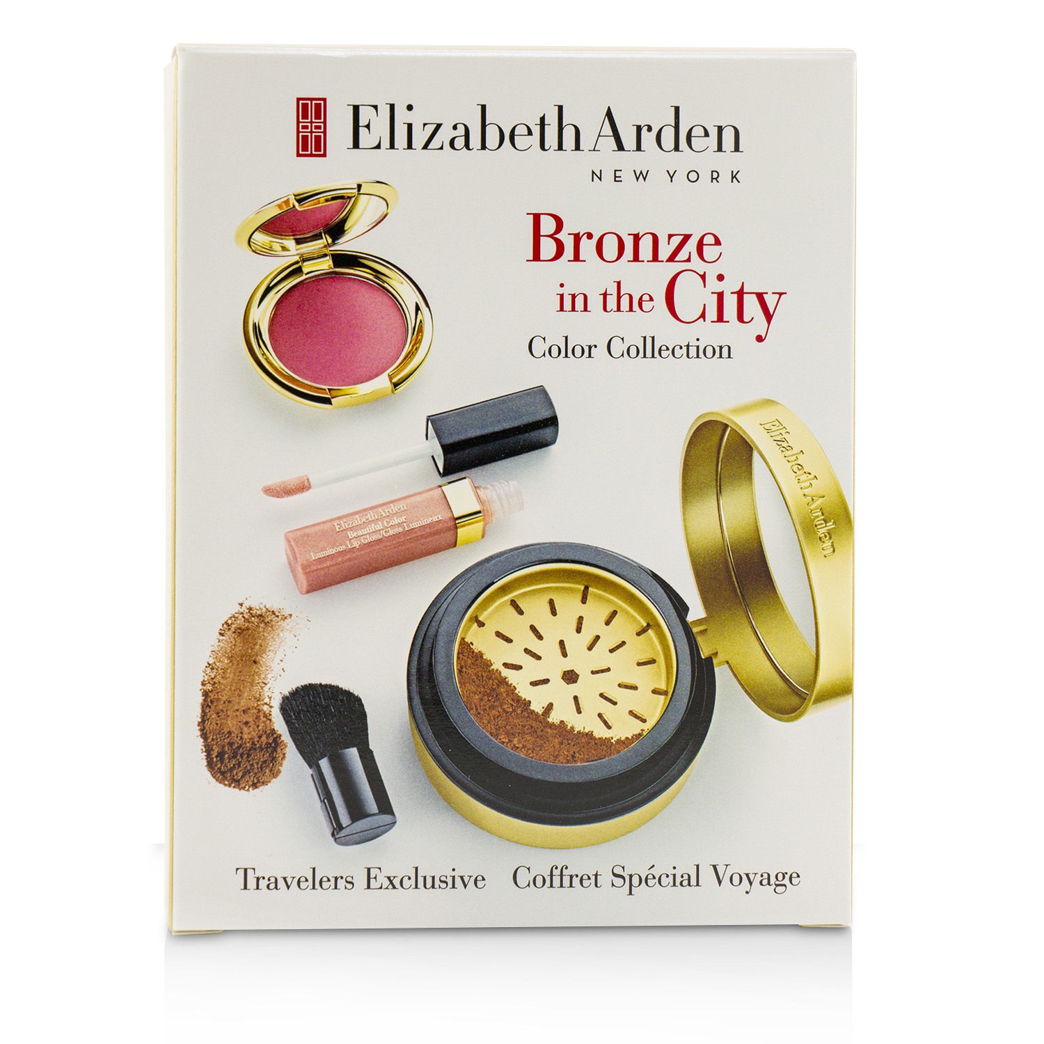 Elizabeth Arden Bronze In The City Color Collection (1 x Bronzing Powder, 1 x Blush, 1 x Lip Gloss, 1 x Brush) 4pcs