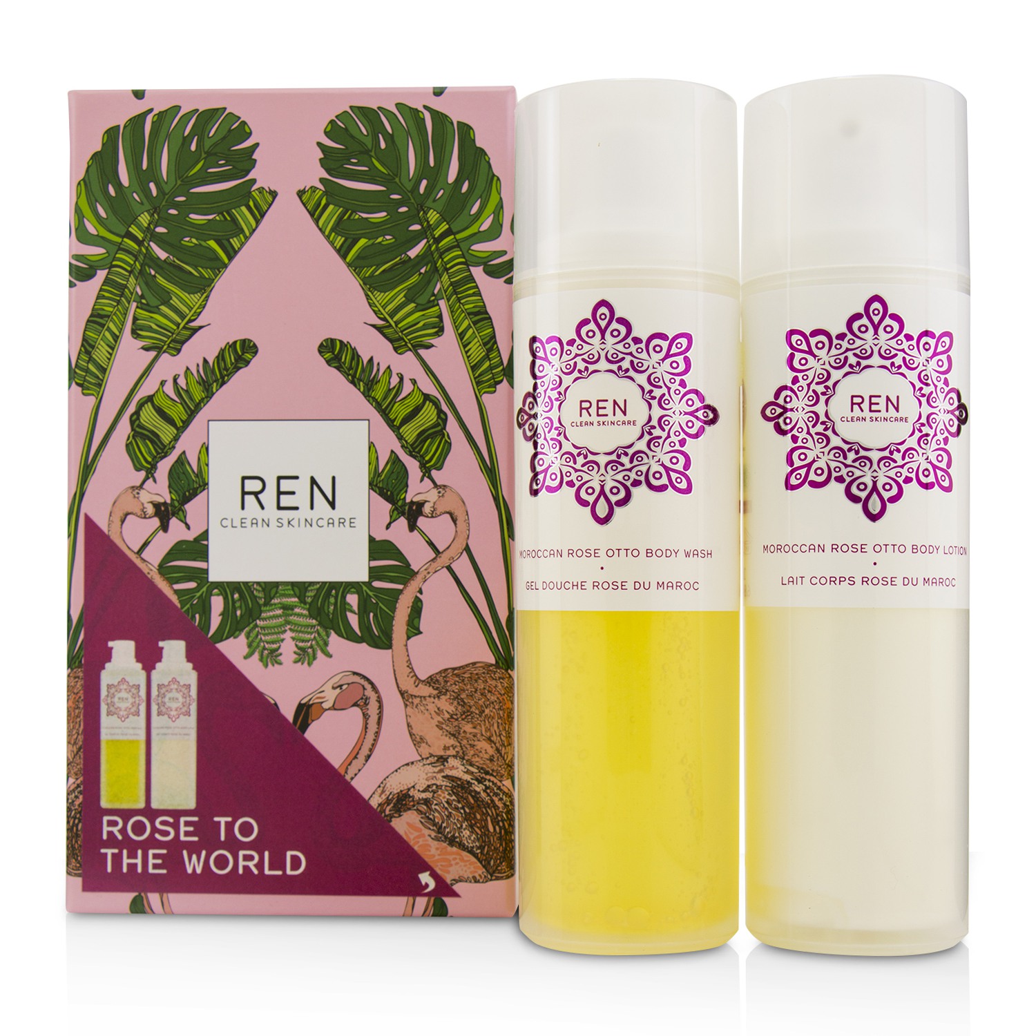 芢 Ren 摩洛哥玫瑰套装: 沐浴露 200ml + 润体乳 200ml 2pcs