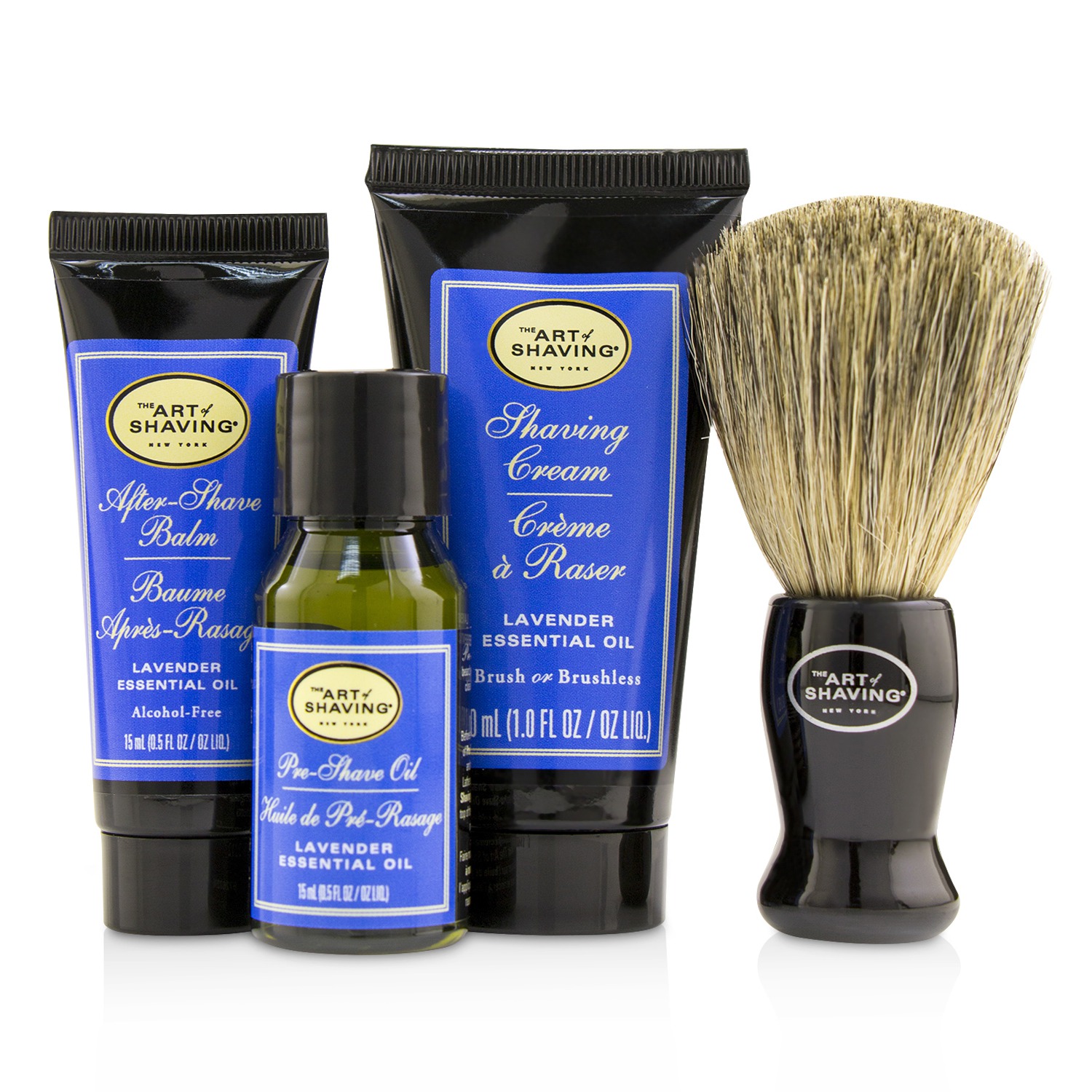 The Art Of Shaving Starter Kit - Lavender: Pre Shave Oil + Shaving Cream + After Shave Balm + Brush + Bag 4pcs + 1 Bag