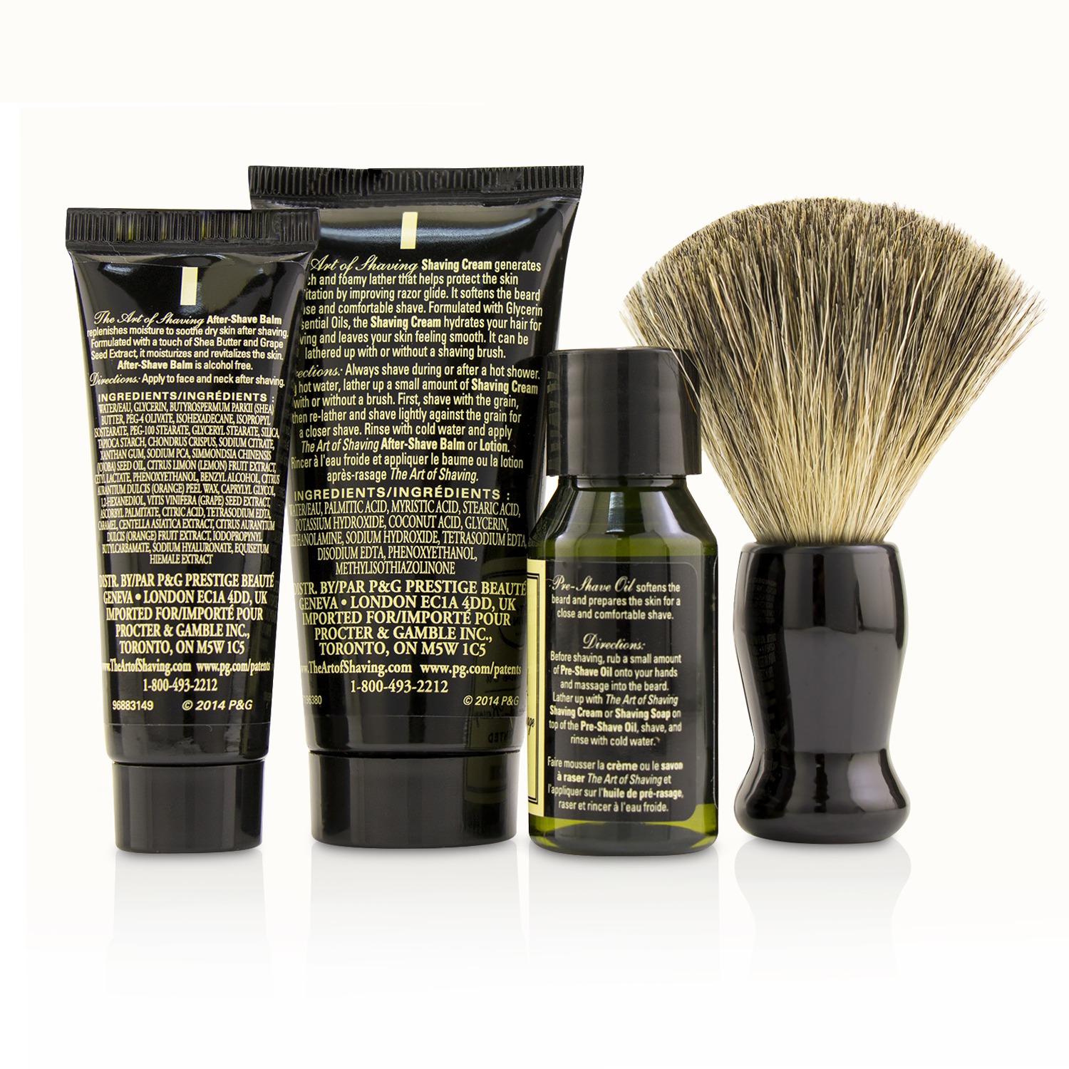 The Art Of Shaving Starter Kit - Unscented: Pre Shave Oil + Shaving Cream + After Shave Balm + Brush + Bag 4pcs + 1 Bag