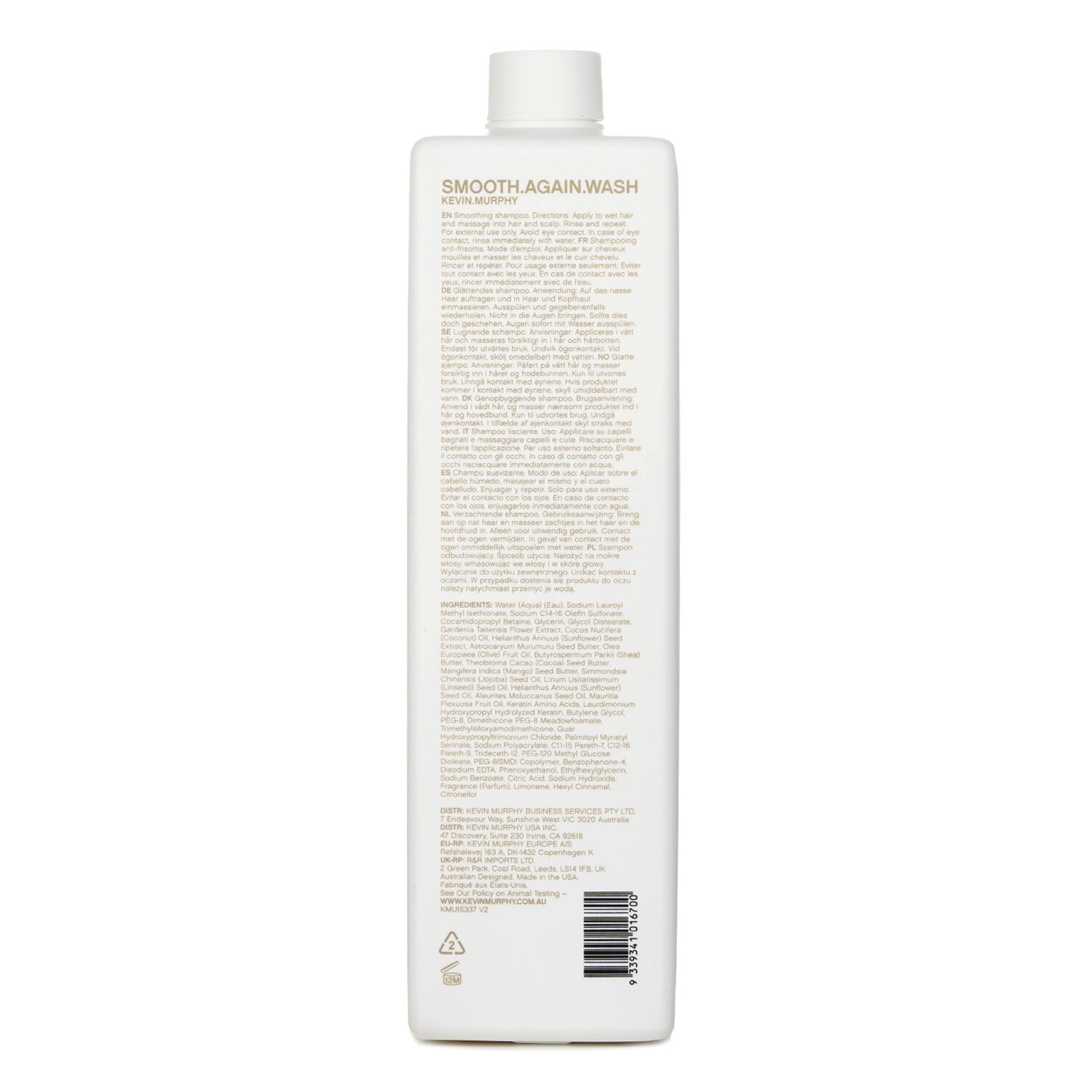 Kevin.Murphy Smooth.Again.Wash (Smoothing Shampoo - For Thick, Coarse Hair) שמפו עבור שיער עבה וגס 1000ml/33.8oz