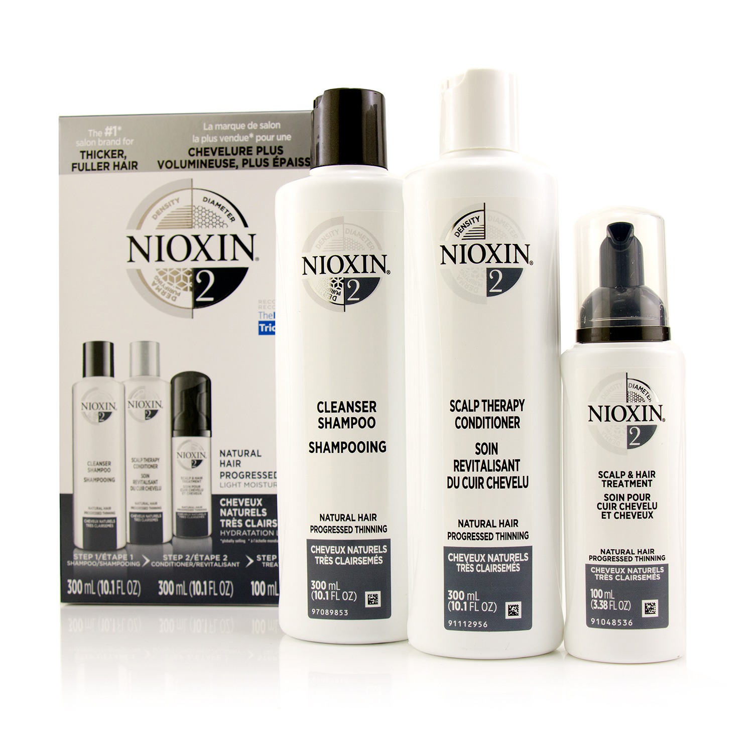 Nioxin 3D Care System Kit 2 - For Natural Hair, Progressed Thinning, Light Moisture 3pcs