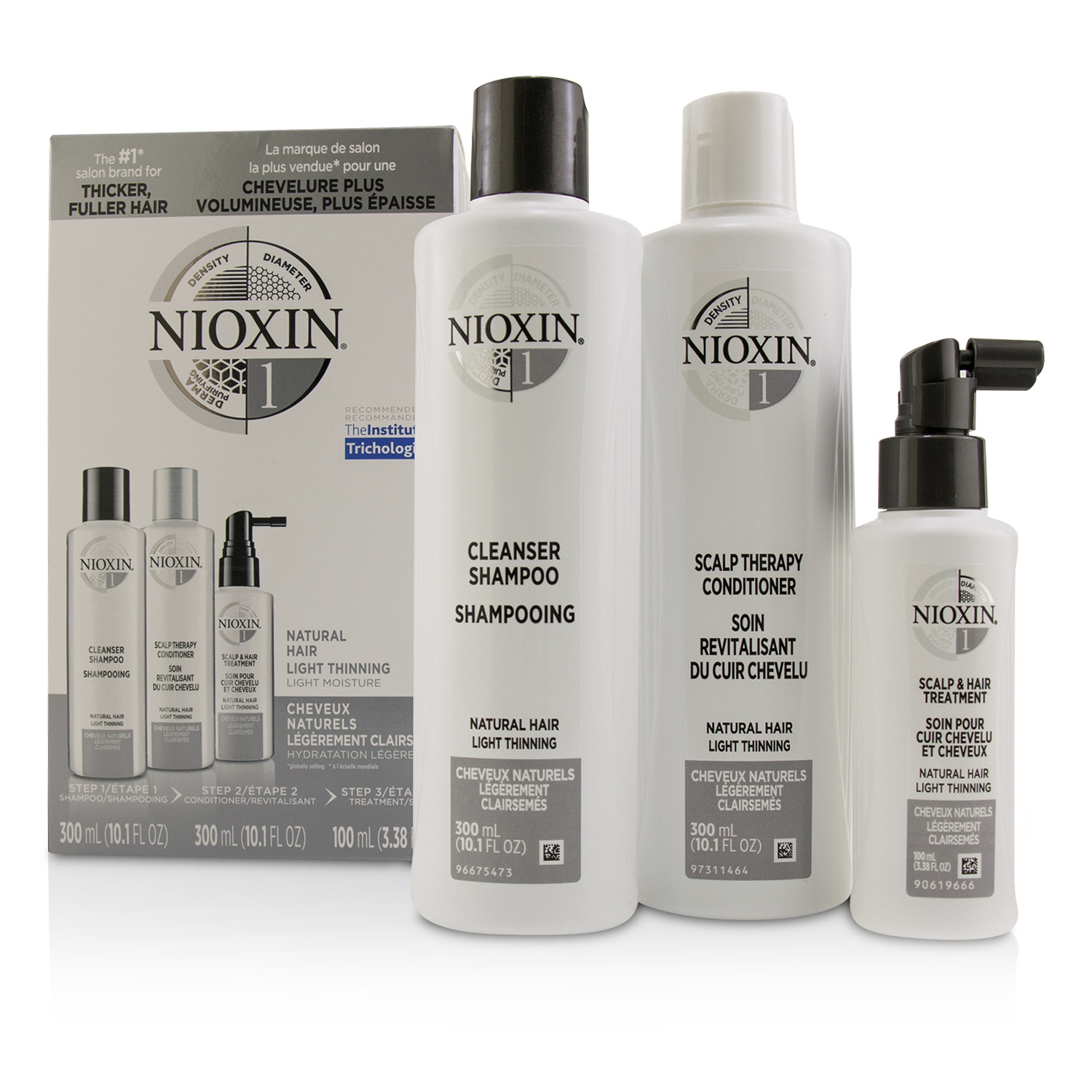 Nioxin 3D Care System Kit 1 - For Natural Hair, Light Thinning, Light Moisture 3pcs