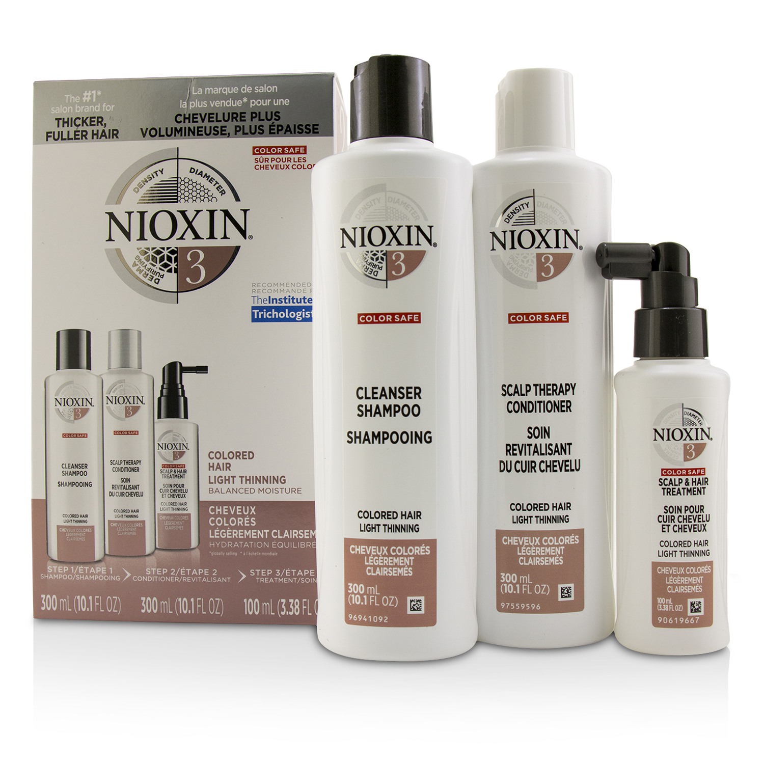 Nioxin 3D Care System Kit 3 - For Colored Hair, Light Thinning, Balanced Moisture 3pcs