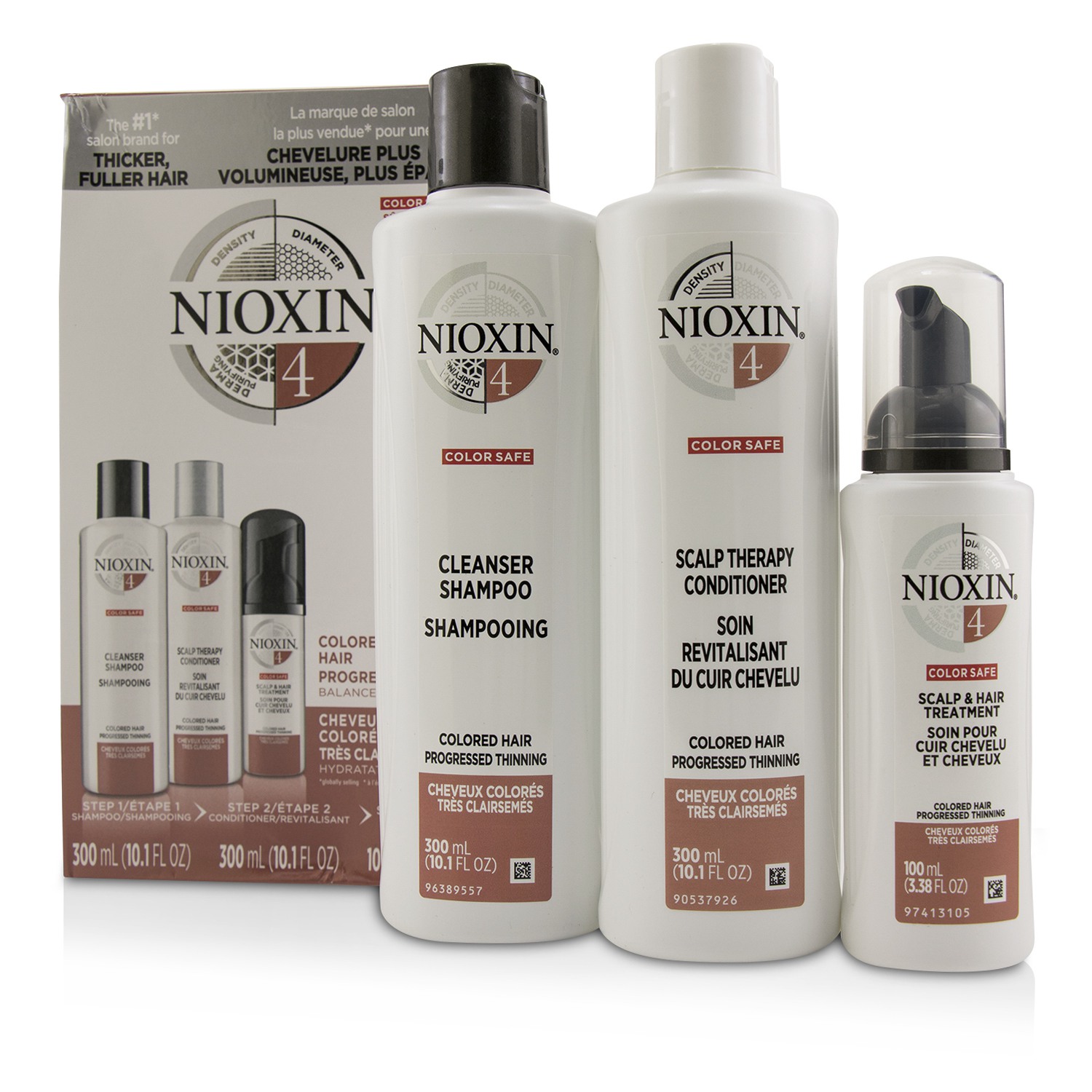 Nioxin 3D Care System Kit 4 - For Colored Hair, Progressed Thinning, Balanced Moisture 3pcs