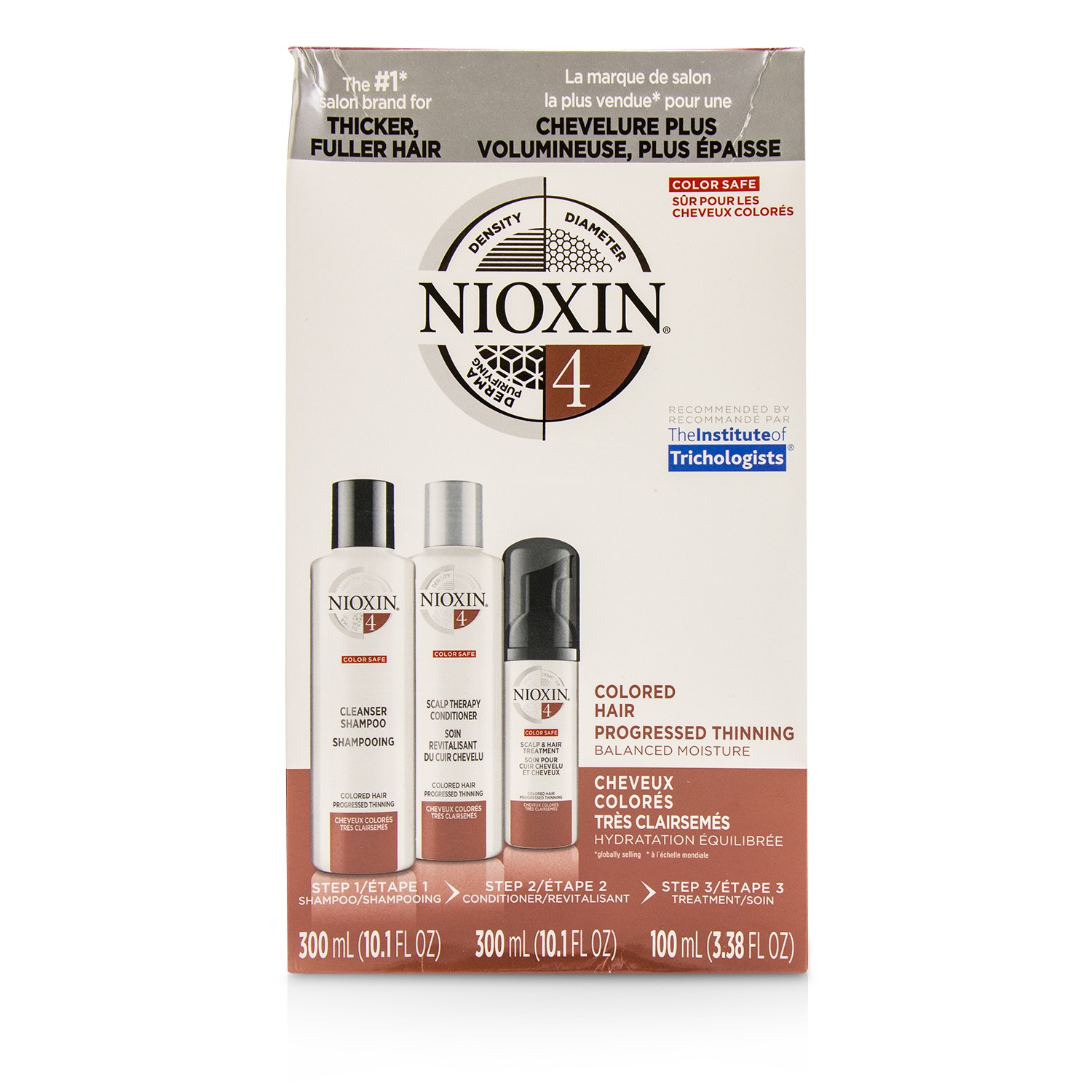 Nioxin 3D Care System Kit 4 - For Colored Hair, Progressed Thinning, Balanced Moisture 3pcs