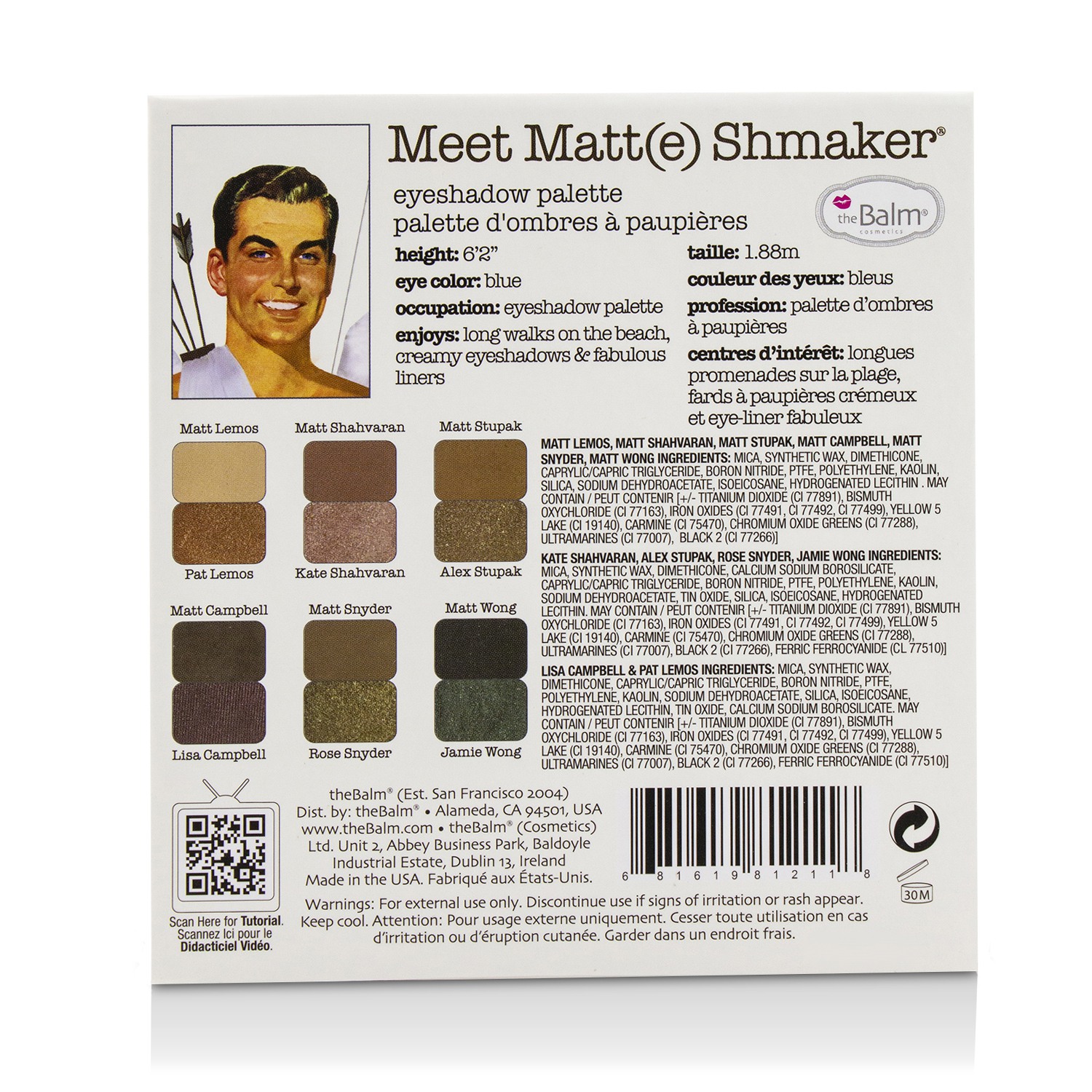 TheBalm Meet Matt(e) Shmaker Набор Теней для Век 9.6g/0.34oz