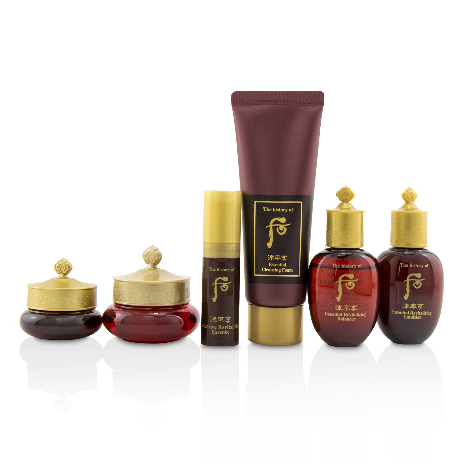 Whoo (The History Of Whoo) Jinyulhyang Trial Set: 1x Cleansing Foam, 1x Balancer, 1x Emulsion, 1x Essence, 1x Face Cream, 1x Eye Cream 6pcs