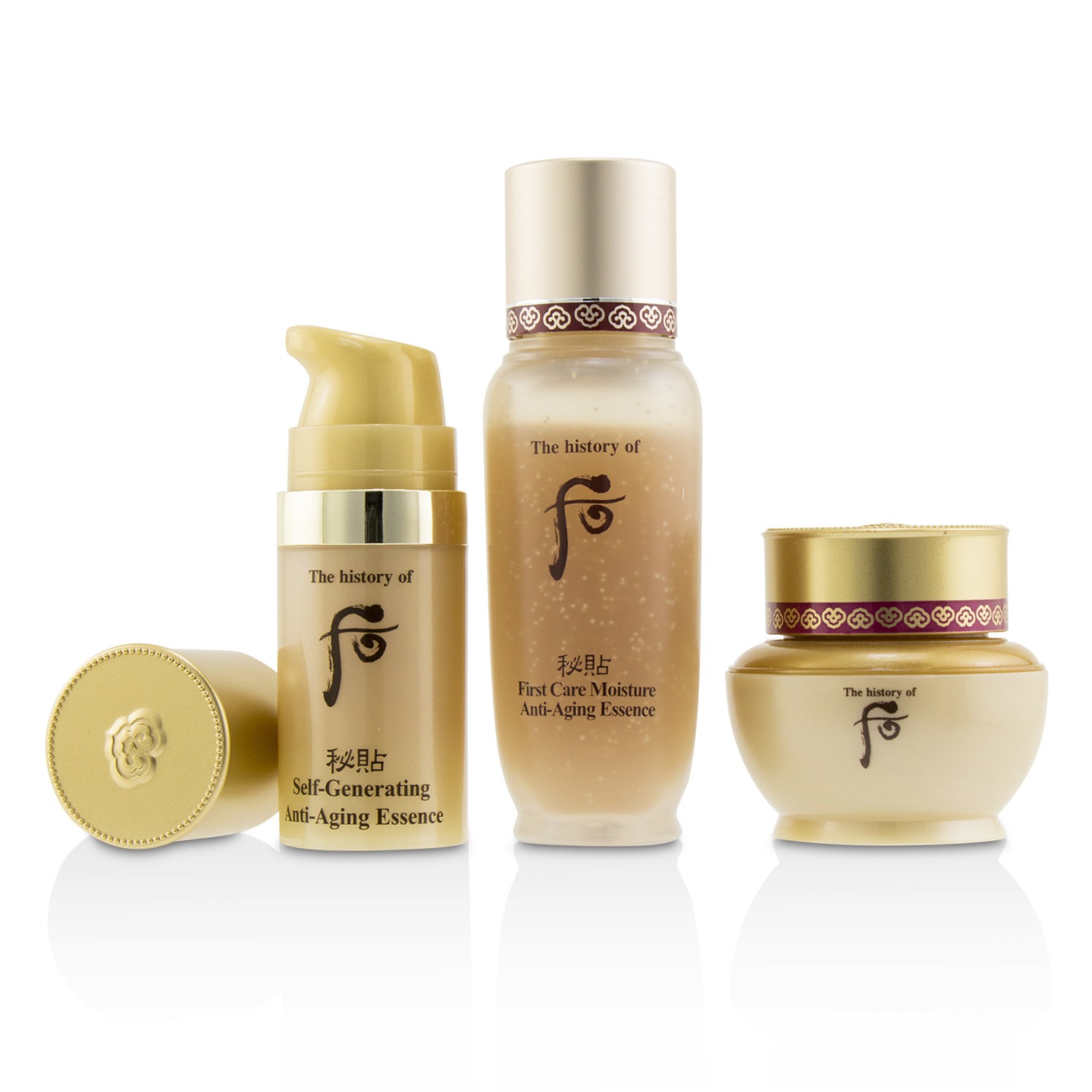 Whoo (The History Of Whoo) Set Bichup Royal Anti-Aging Trial: 1x First Care Esencia de Hidratación Anti-Envejecimiento, 1x Esencia Anti-Envejecimiento Auto-Generante, 1x Crema 3pcs